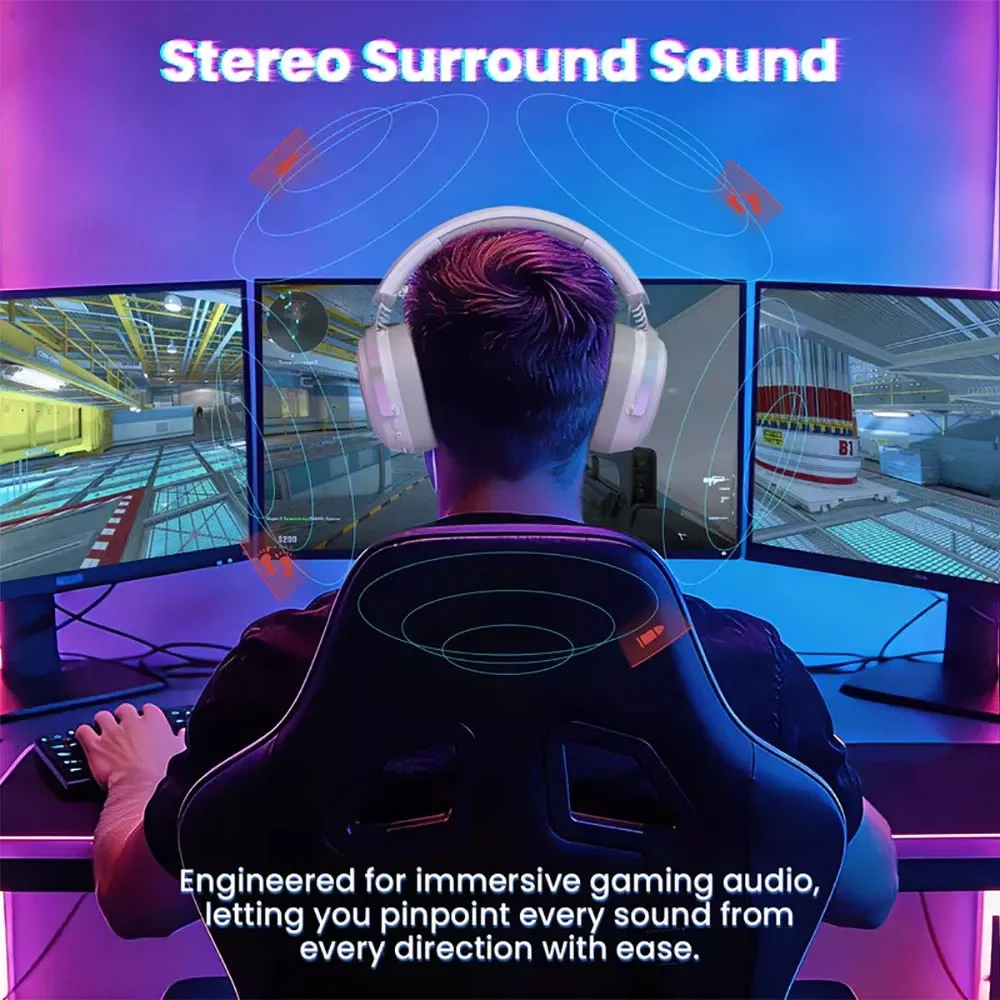 ATTACK SHARK G800 Wireless Gaming Headset - White - Thumbnail 4