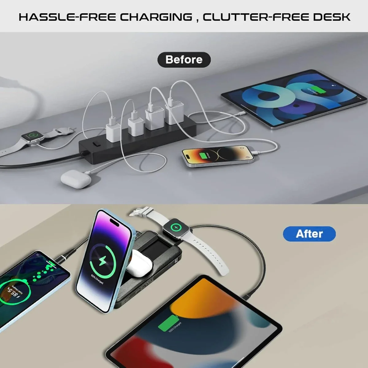 باور بانك MagSafe 5 في 1 قابل للطي Promate PowerPack-Fold بسعة 10000mAh وقدرة 15W - أسود - Image 6
