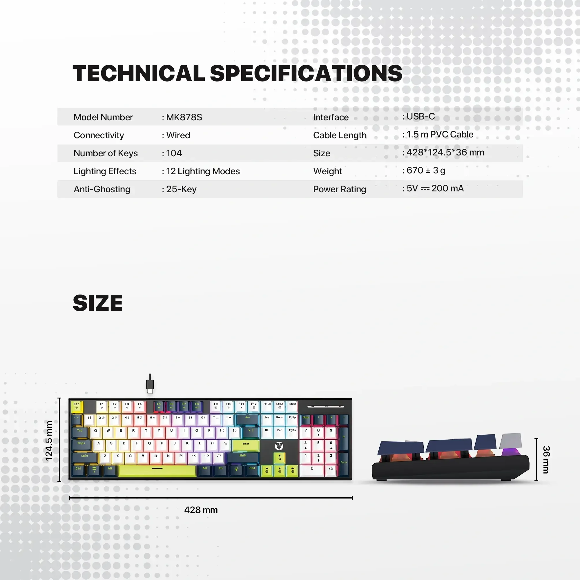 Fantech ATOM104S MK878S Mechanical Gaming Keyboard Mori Edition White - Thumbnail 5