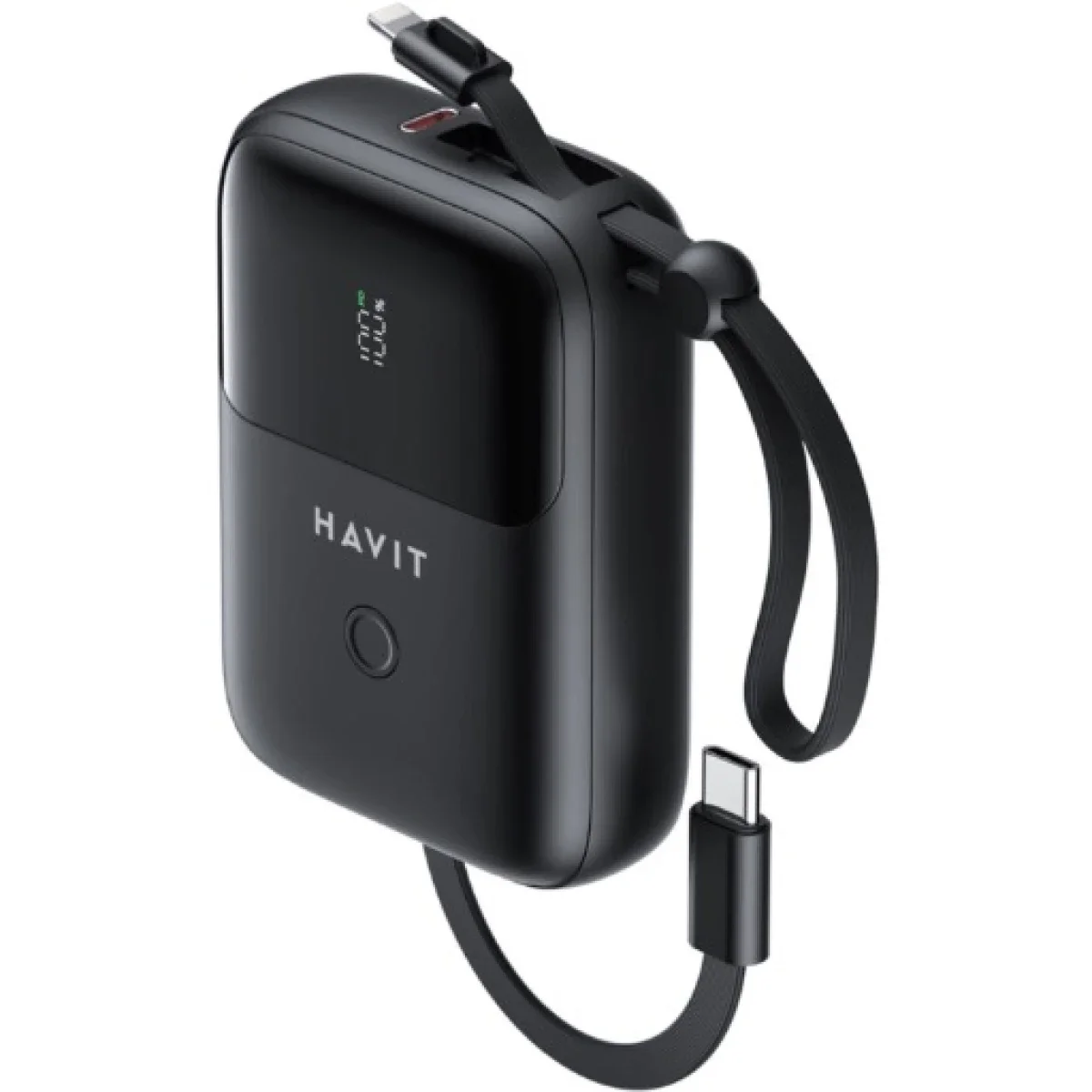 HAVIT PB5215 10000mAh Power Bank with Built-in Type-C & Lightning Cables