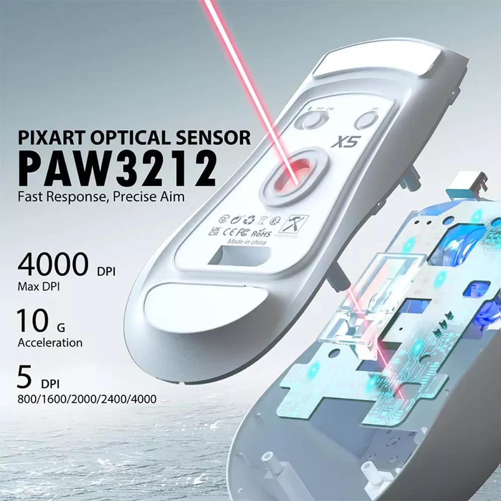 ATTACK SHARK X5 Wireless Gaming Mouse - White - Thumbnail 14