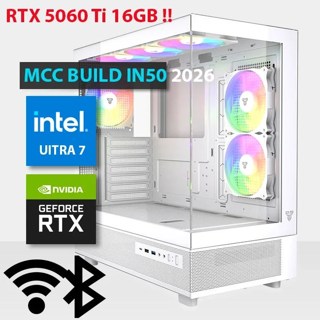 كمبيوتر ألعاب Intel IN50-26 MIDAS بمعالج Core Ultra 7 265K 20 نواة وبطاقة GeForce RTX 5060 Ti 16GB GDDR7
