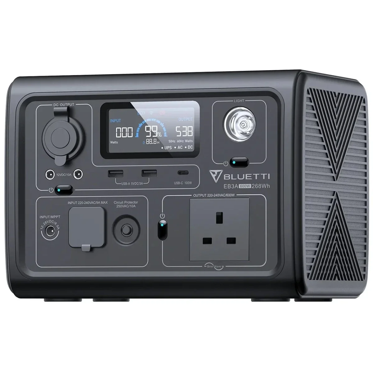 محطة طاقة محمولة BLUETTI EB3A بسعة 268Wh وقدرة 600W لون رمادي