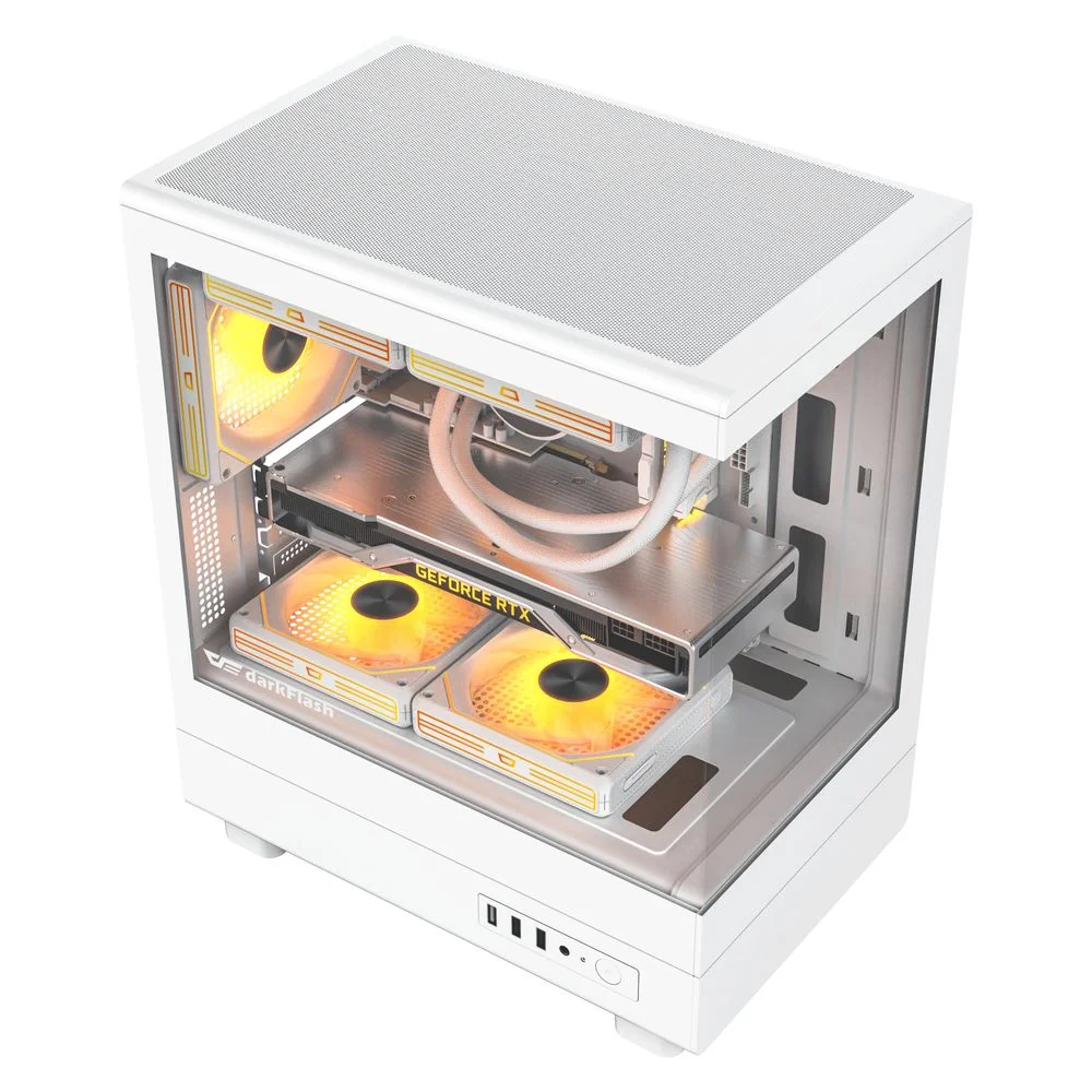 كيس كمبيوتر DarkFlash DB330M للألعاب Micro-ATX ميد تاور مع 3 مراوح ARGB - أبيض - Thumbnail 5