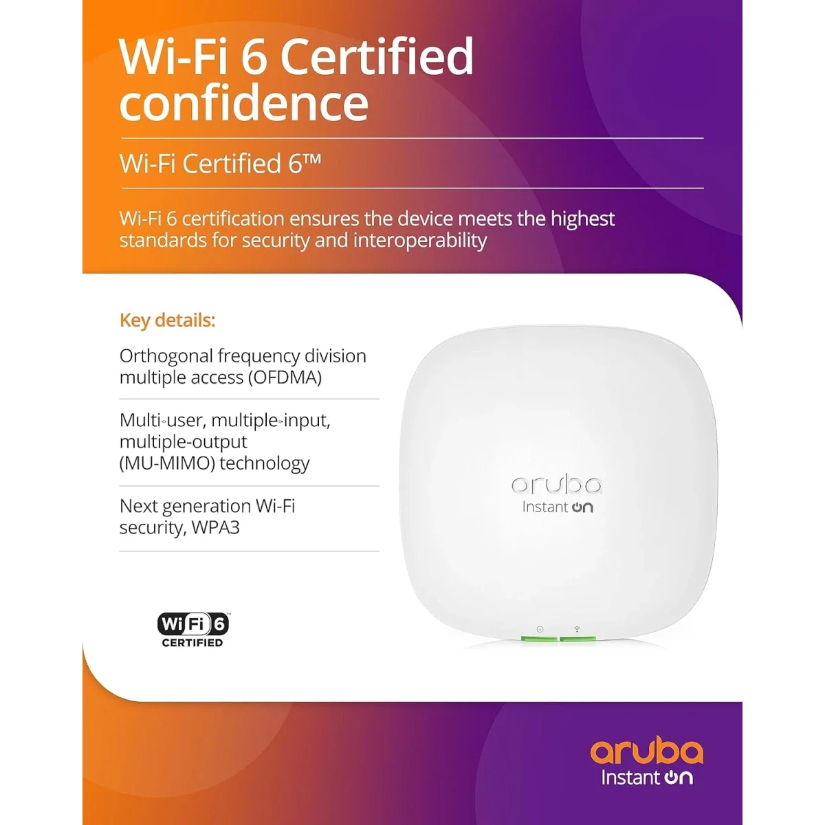 جهاز واي فاي لاسلكي لتغطية مساحات كبيرة لاستخدام الانترنت نوع  Aruba Instant On AP22 Wi‑Fi 6 2x2 مع دعم Smart Mesh - Thumbnail 3