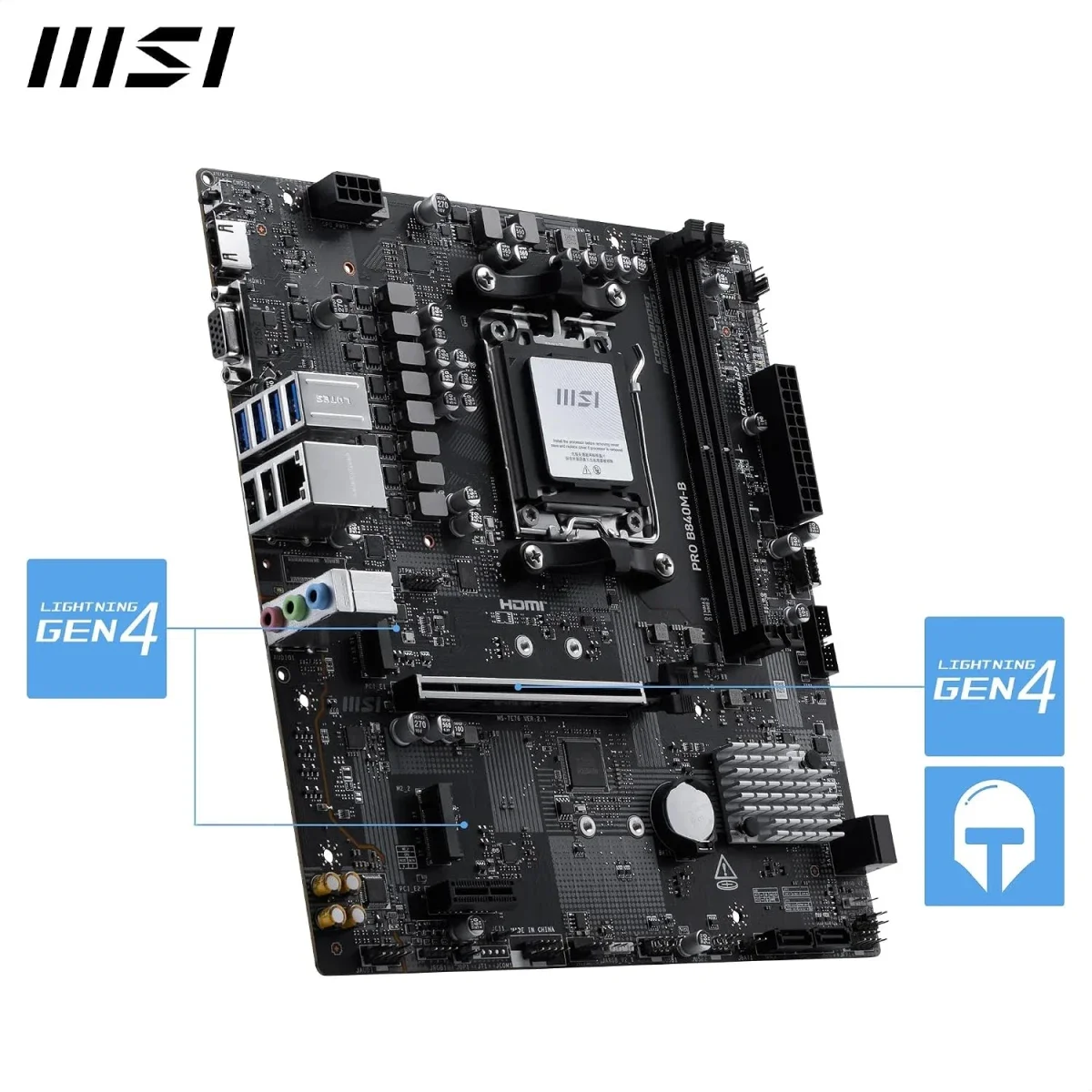 MSI PRO B840M-B Micro-ATX AM5 DDR5 Motherboard with M.2 Gen4 and 2.5G LAN - Image 5