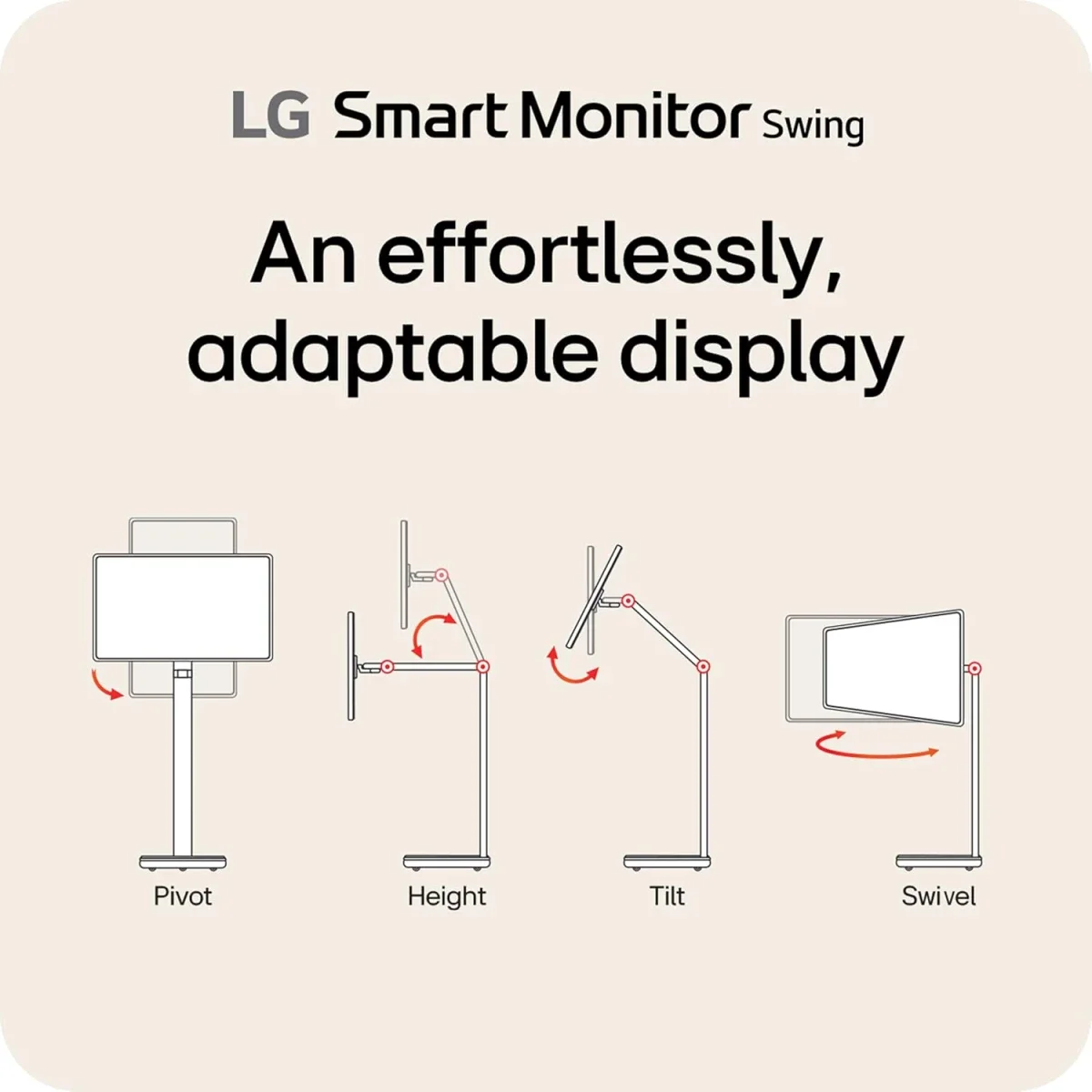 LG 32U889SA 32-Inch Smart Monitor Swing 4K UHD IPS Touchscreen with Wheeled Stand - Thumbnail 4