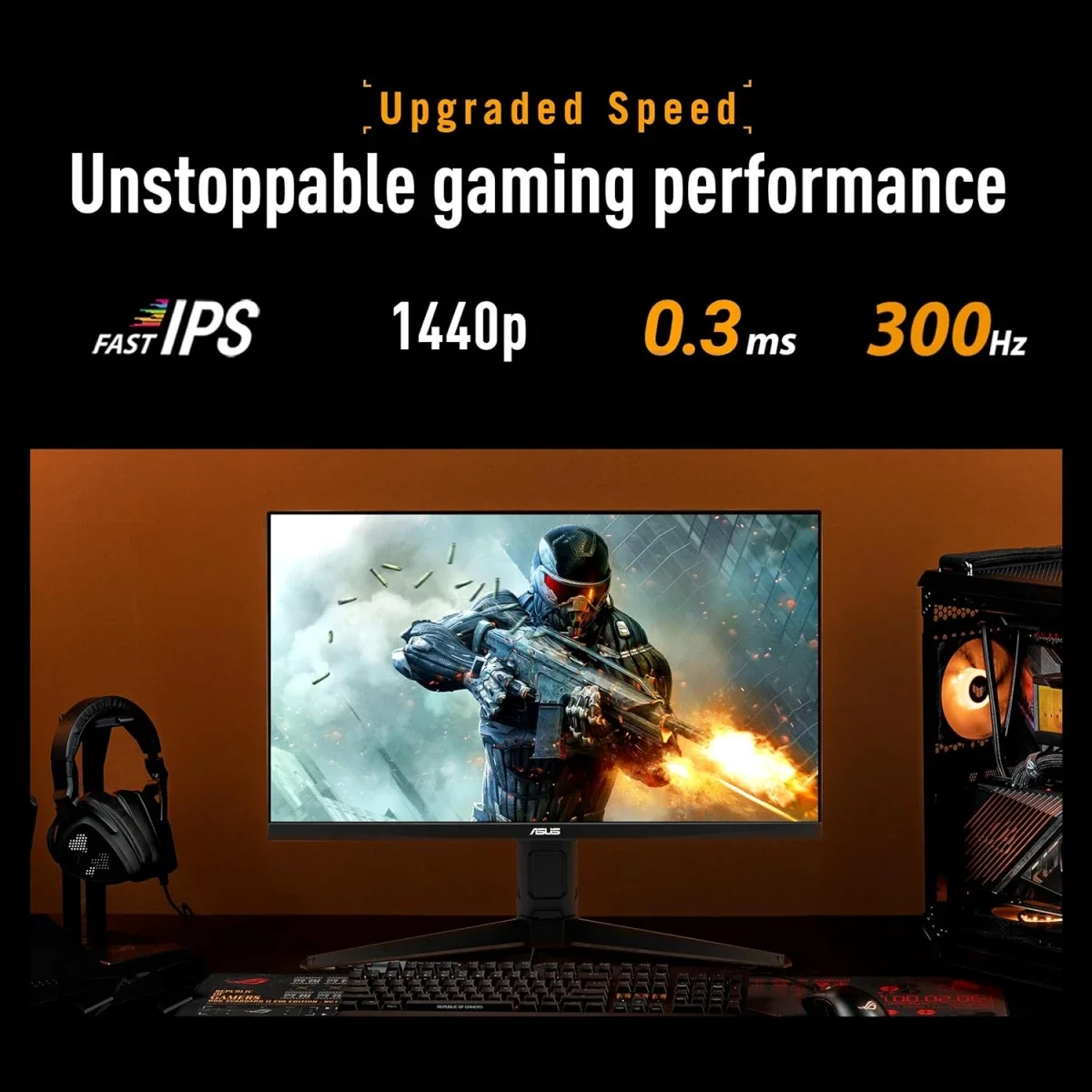 شاشة Asus VG27AQML5A TUF Gaming AI للألعاب 27 إنش Fast IPS QHD، 300 هرتز، 0.3 مللي ثانية - Image 3