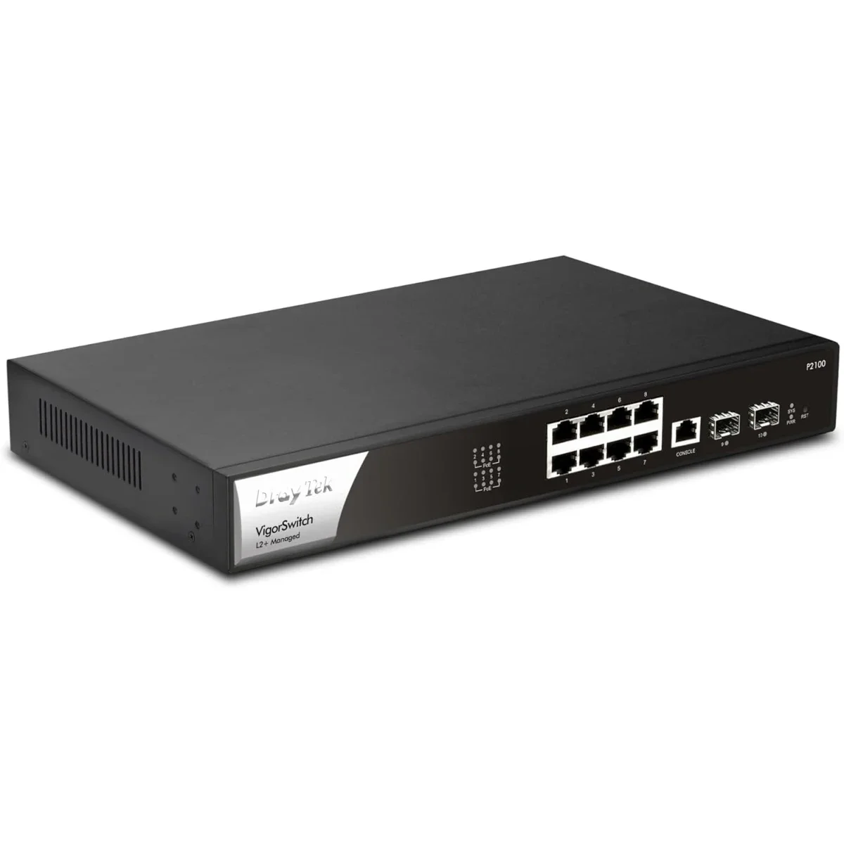 سويتش شبكة DrayTek VigorSwitch P2100 8 منافذ جيجابت PoE+ Layer 2+ مُدار مع منفذي SFP Uplink - Image 2