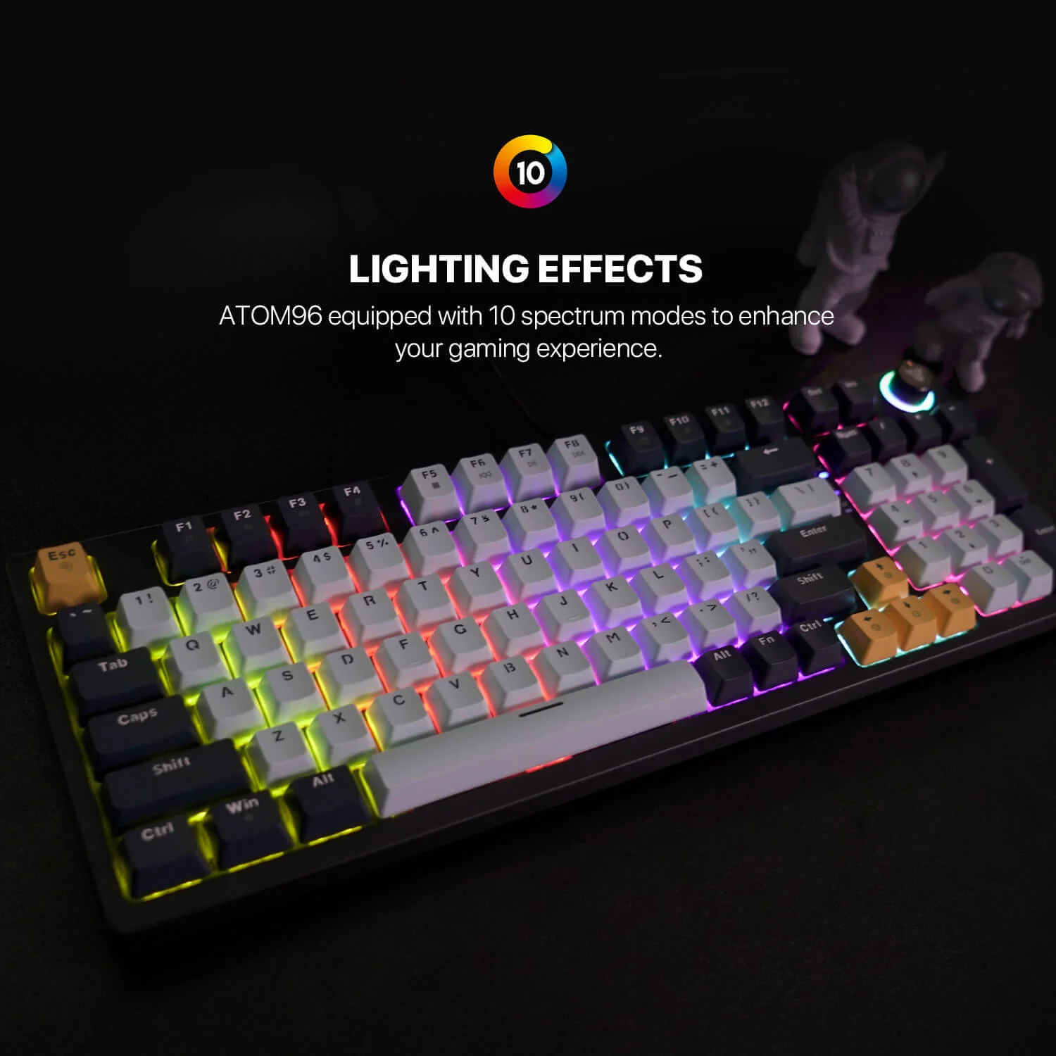 كيبورد ألعاب ميكانيكي Fantech ATOM96 MK890V2 - Mizu Series Sky Blue - Thumbnail 5