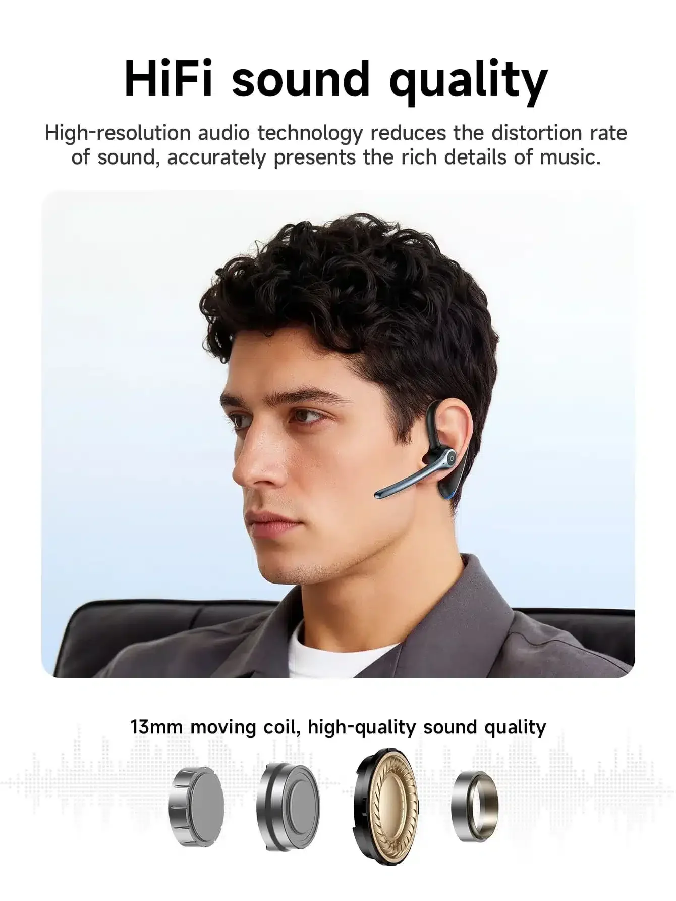 HOCO E90 Single-Ear Bluetooth Headset with ENC, Dual Microphones and 23-Hour Playtime - Black - Image 11