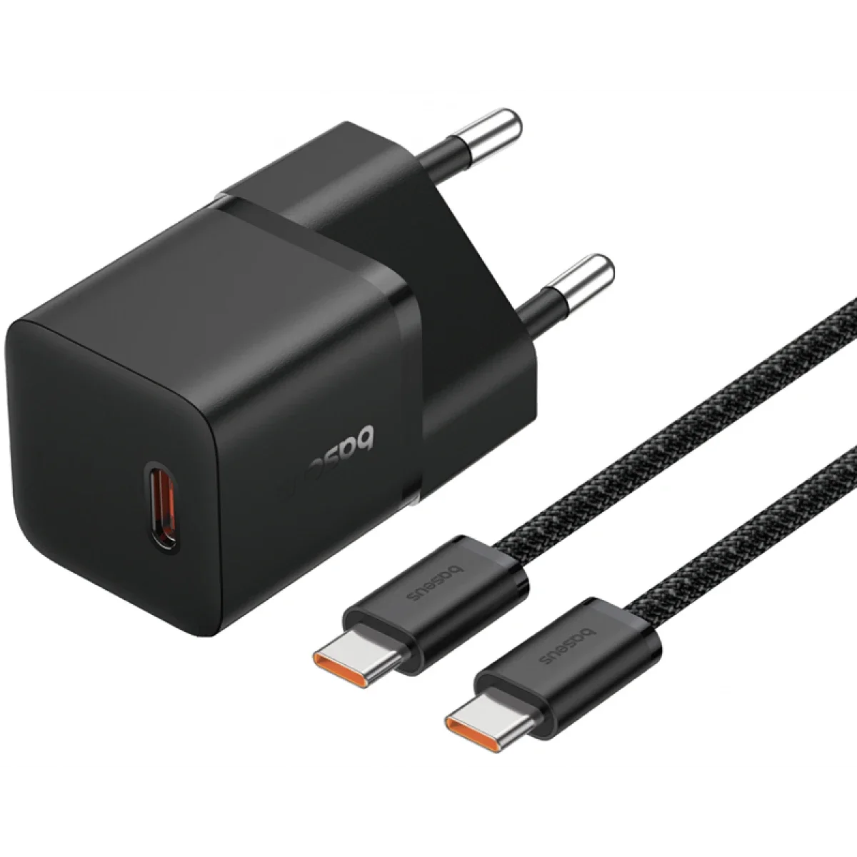 Baseus GaN5 Mini 20W GaN USB-C Wall Charger with 100W USB-C Cable - Cluster Black