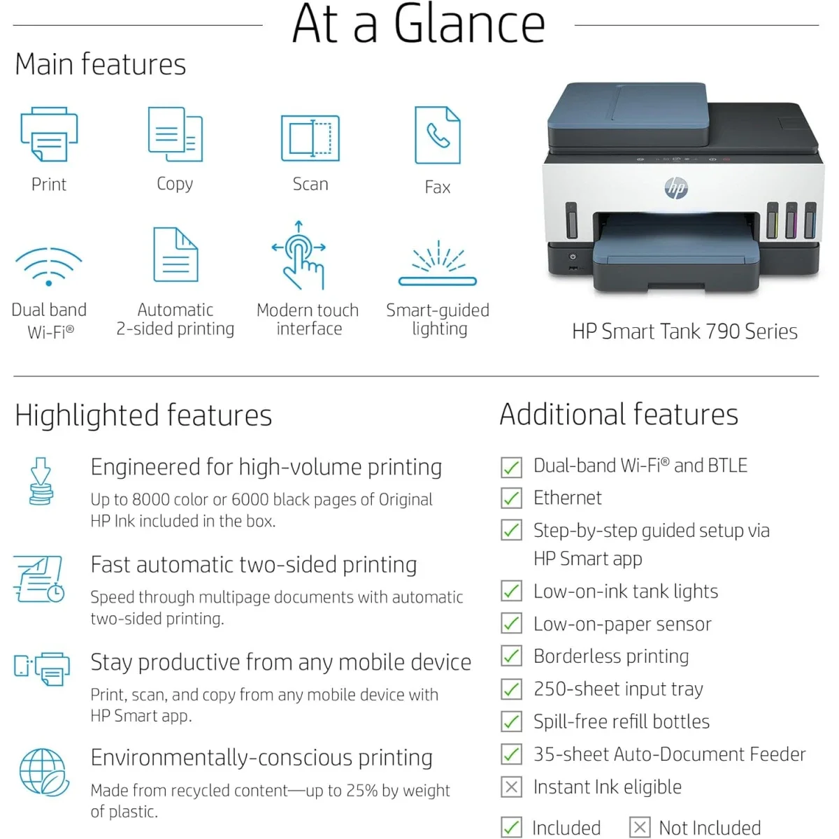 HP Smart Tank 795 Wireless All-in-One Ink Tank Printer with Touchscreen - Thumbnail 3