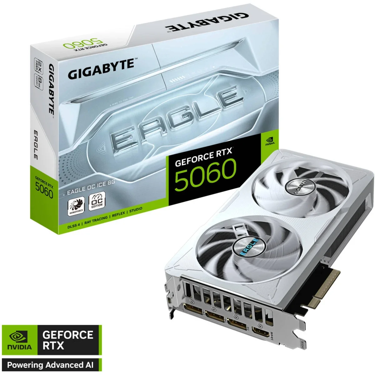 كرت شاشه GIGABYTE GeForce RTX 5060 EAGLE OC ICE 8GB GDDR7 ابيض