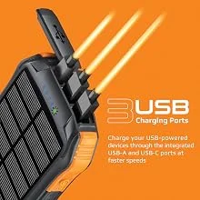 باور بانك شمسي Promate SolarTank-10PDQi بسعة 10000mAh مع USB-C PD بقدرة 20W وشحن Qi بقدرة 10W وإضاءة LED - أسود - Thumbnail 12