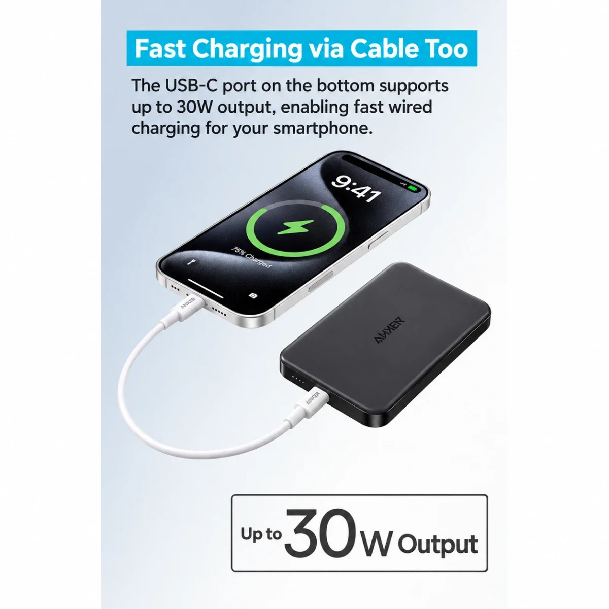 باور بانك Anker Nano (MagGo, Plus) سعة 10000mAh قدرة 30W Qi2 أبيض - Thumbnail 8