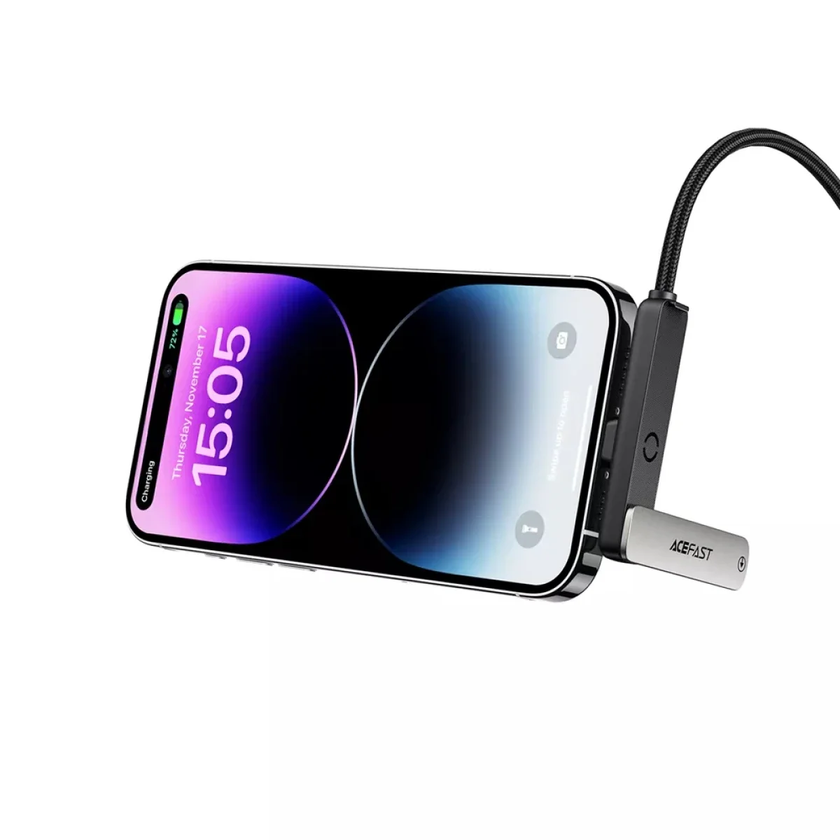 ACEFAST C28-01 USB-C to Lightning Cable with Phone Holder - Metal Grey - Image 5