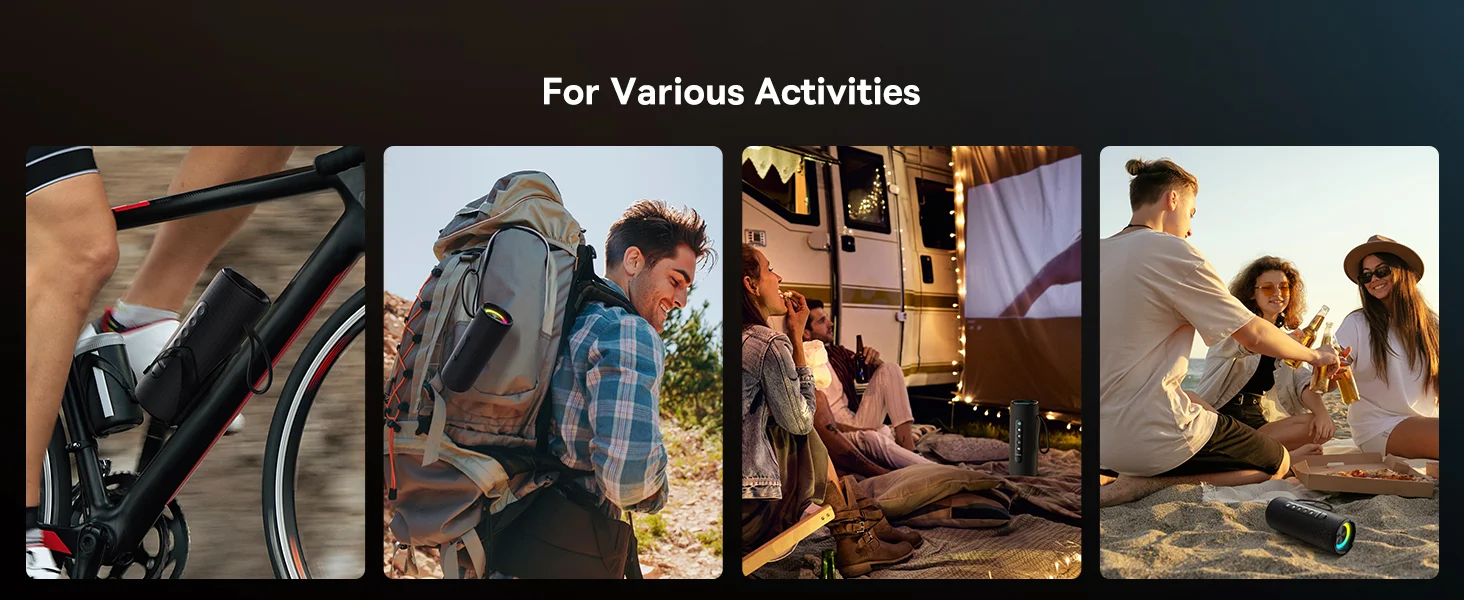 مكبر صوت Baseus AeQur Series VO20 بلوتوث مع إضاءة RGB، 15 واط، تشغيل حتى 15 ساعة - أسود - Image 17