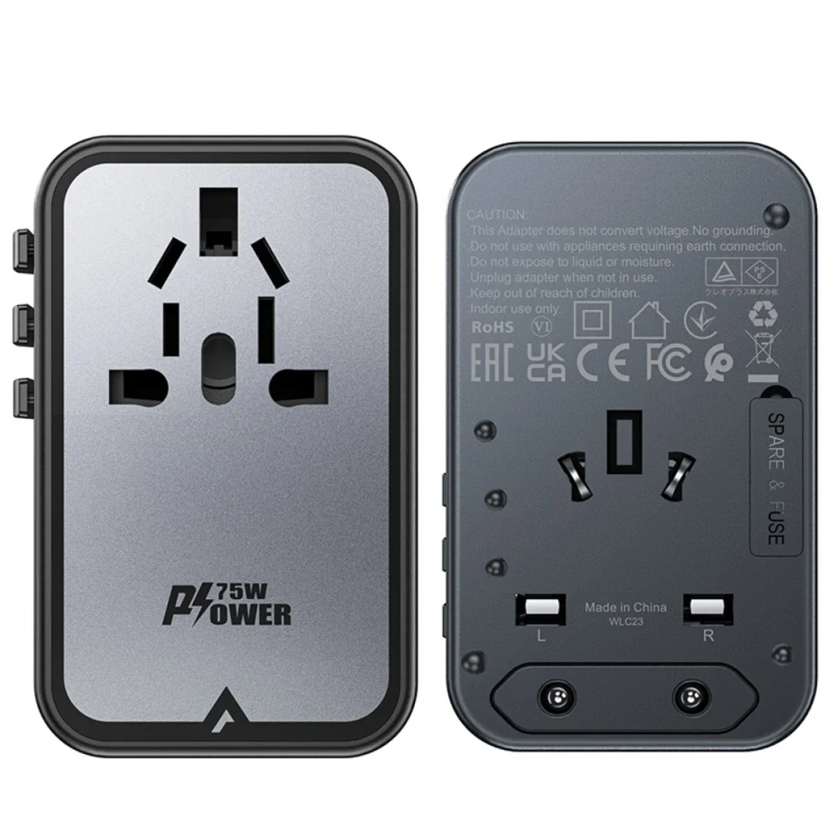 ACEFAST Z1 75W GaN Travel Charger with 3 USB-C, 2 USB-A & Universal Plugs - Image 5