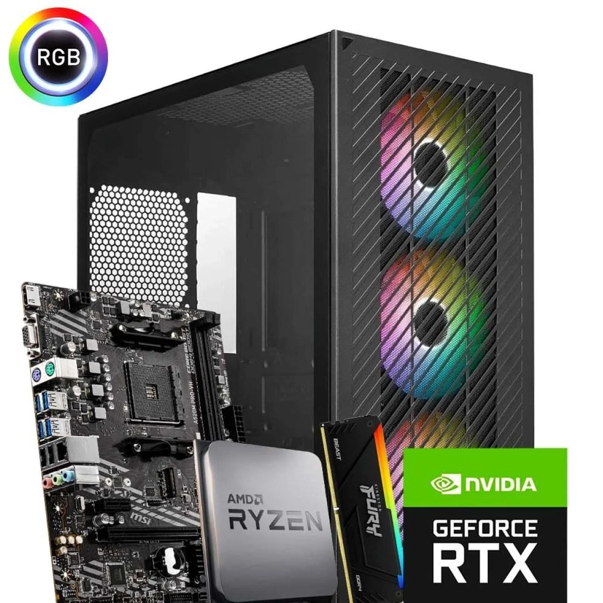 AMD Ryzen 5 5500 Gaming PC with RTX 3050 6GB, 8GB RAM & 500GB NVMe SSD