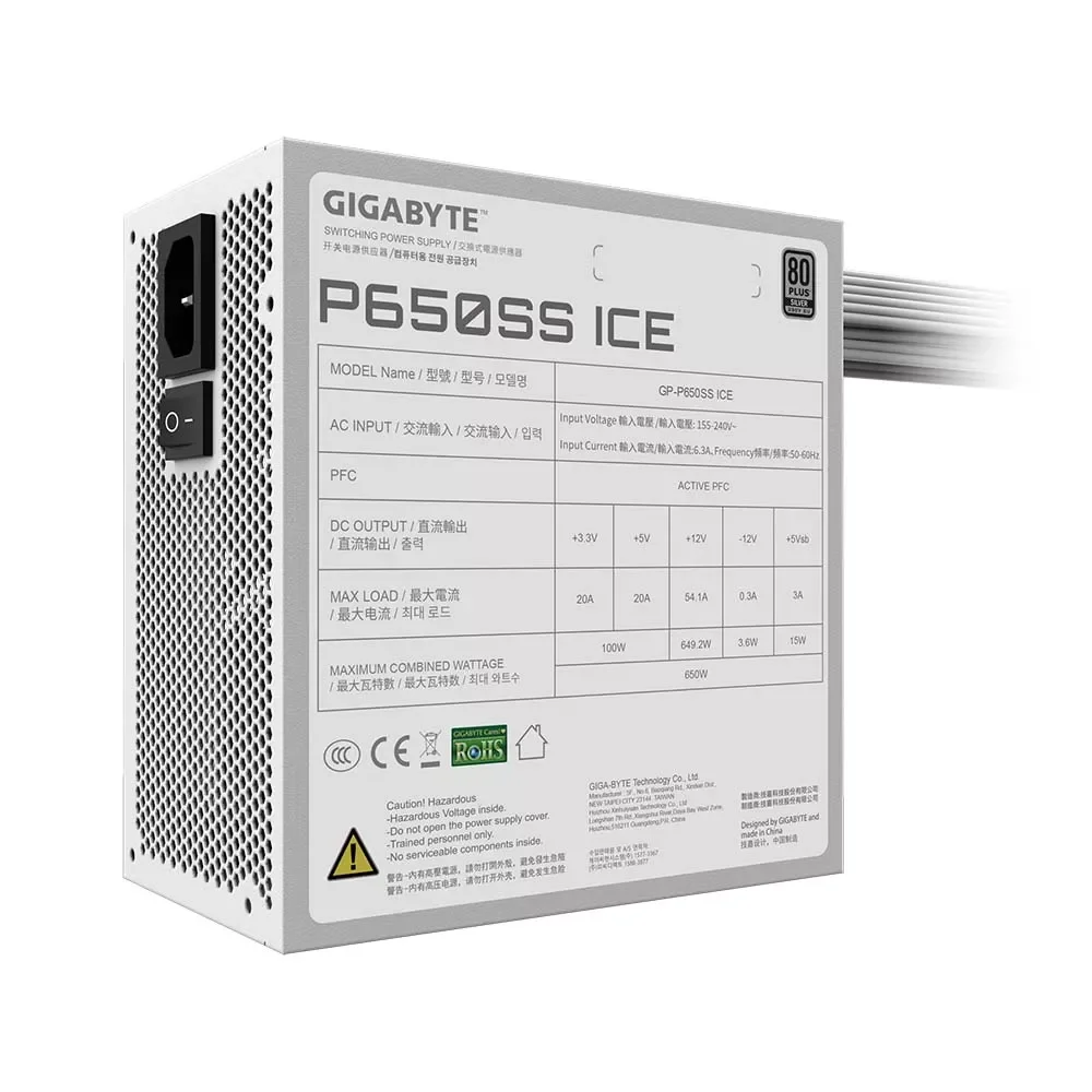 مزود طاقة GIGABYTE GP-P650SS-ICE بقدرة 650 واط ICE ATX وكفاءة 80 PLUS Standard - Thumbnail 3