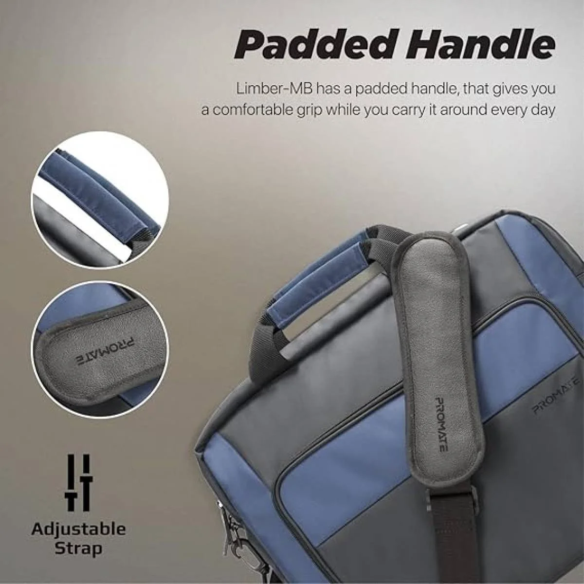 Promate Limber-MB Lightweight Messenger Laptop Bag for Up to 15.6-Inch Laptops - Image 5