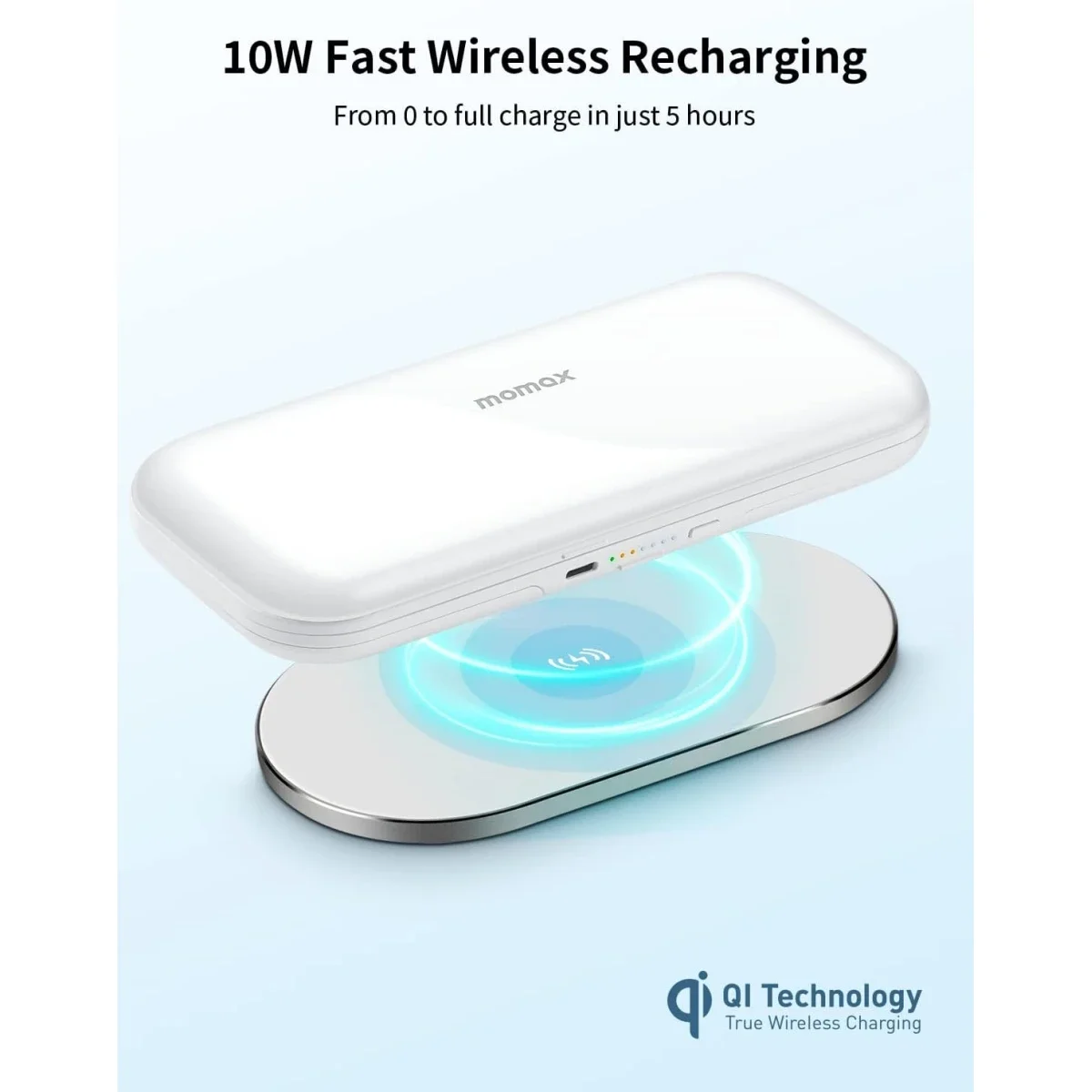 MOMAX Airbox Foldable 5-in-1 Wireless Charging Power Bank 10000mAh White - Thumbnail 4