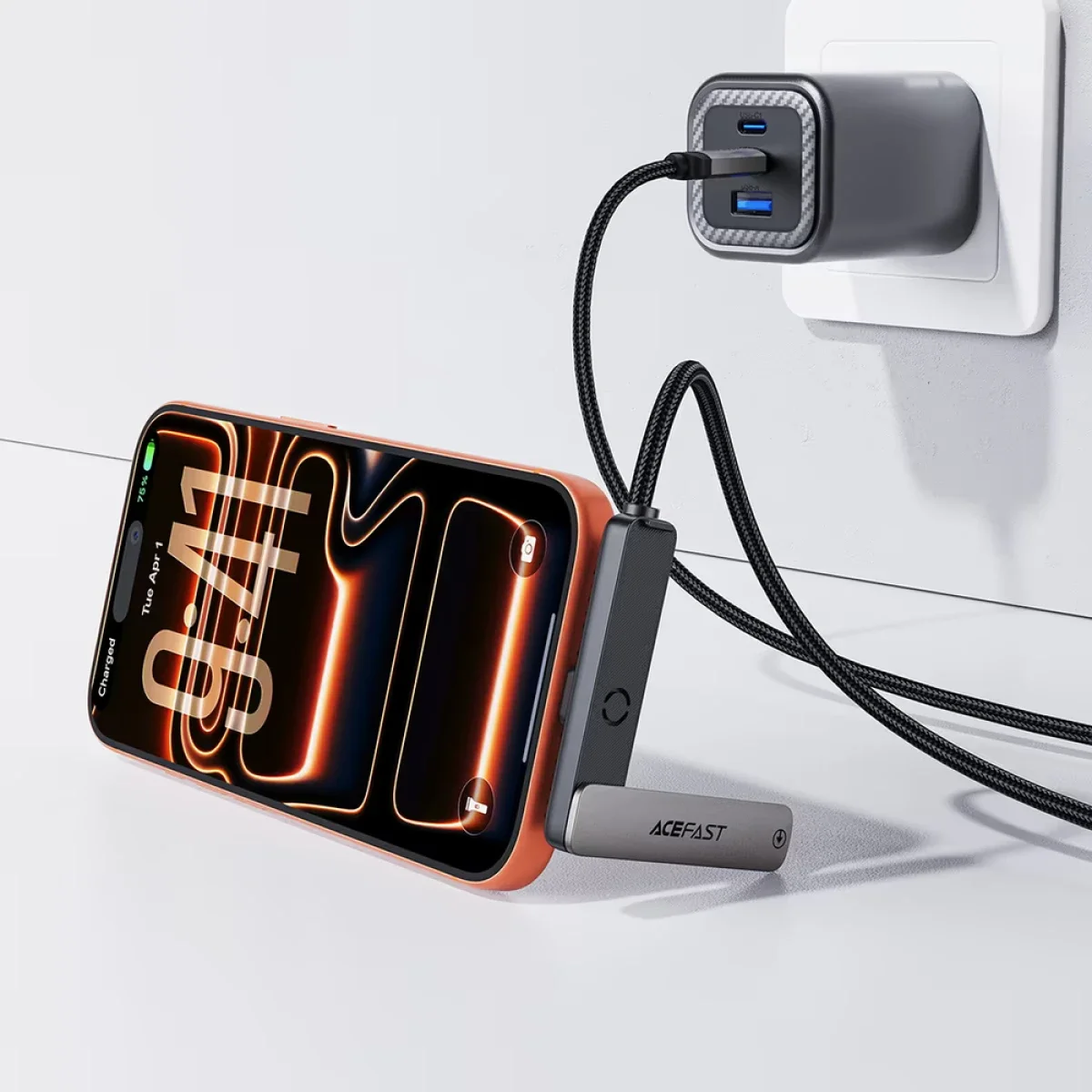 ACEFAST C28-03 60W USB-C to USB-C Charging & Data Cable with Flip-Out Stand, Metal Grey - Image 7