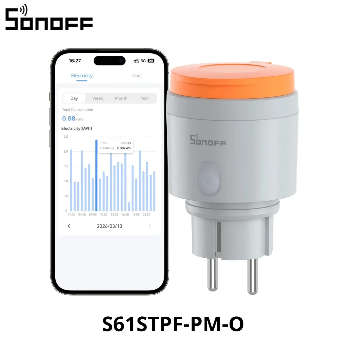 قابس ذكي خارجي SONOFF S61STPF-PM-O نوع F يدعم Matter عبر Wi-Fi مع مراقبة الطاقة - Image 4