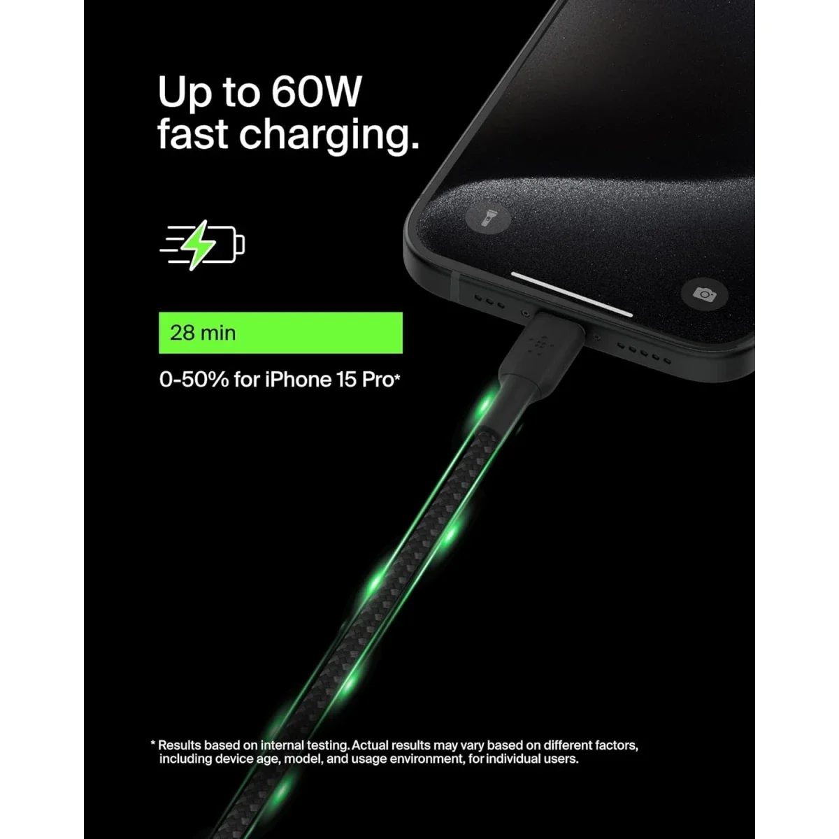 Belkin BoostCharge Braided USB-C to USB-C Cable 1M/3.3ft Black - Image 2