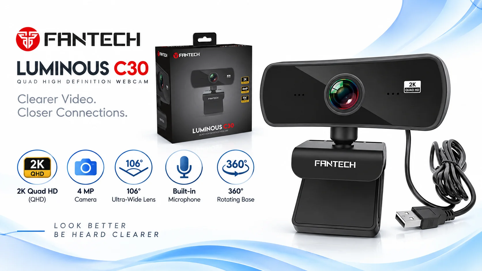 Fantech LUMINOUS C30 2K QHD 4MP USB Webcam with Microphone - Image 9