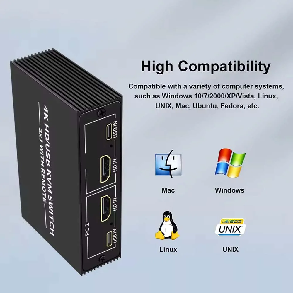 سويتش KVM HDMI 2×1 UHD بدقة 4K وتردد 30Hz مع زر تبديل - Image 6