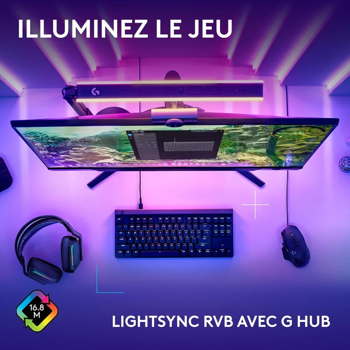 Logitech G515 LIGHTSPEED TKL Wireless Mechanical Gaming Keyboard, GL Tactile Switches, RGB, US QWERTY, Black - Thumbnail 6