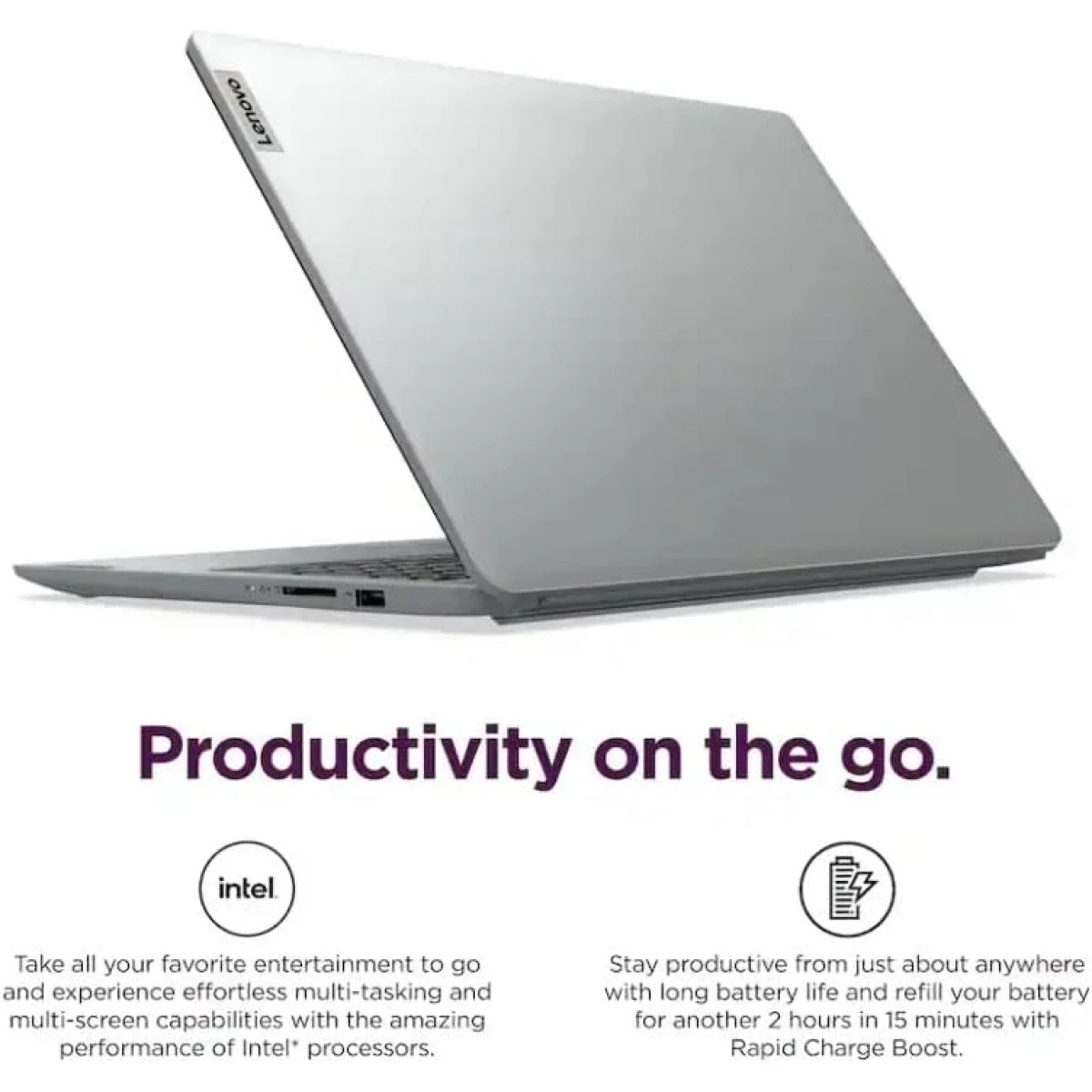 لابتوب Lenovo IdeaPad 1i 15IRU7 مقاس 15.6 إنش FHD بمعالج Intel Core i5-1335U وذاكرة 16GB وتخزين 256GB SSD لون Cloud Grey - Image 2
