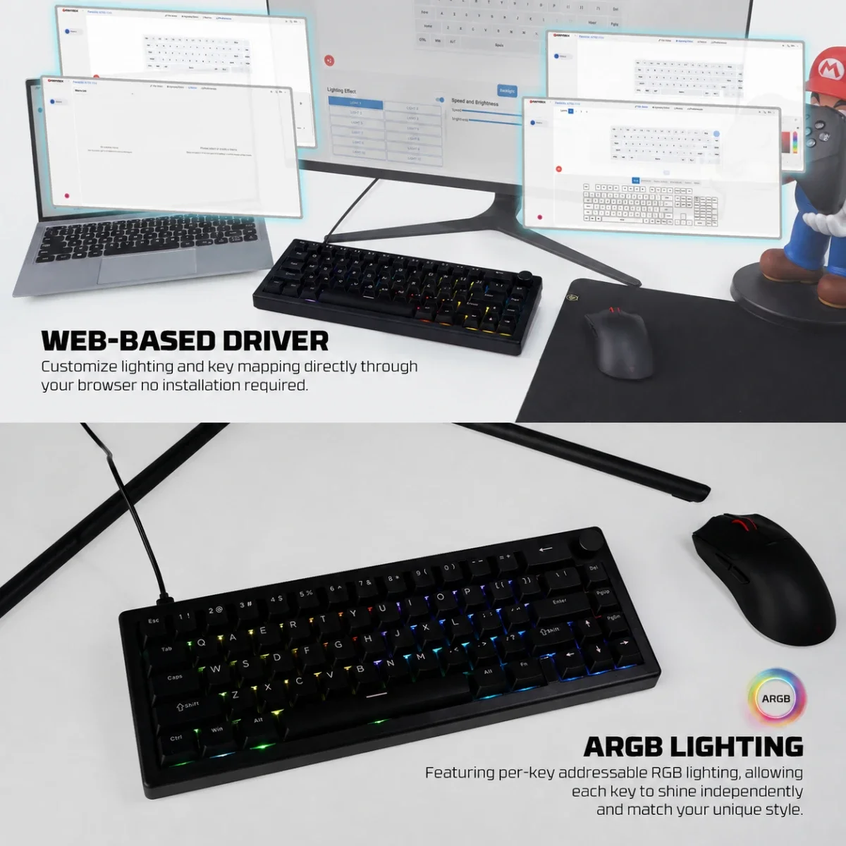 Fantech RETRO Beige Wired Mechanical Gaming Keyboard with Ice Apricot Switches - ATOM X66 MK614 - Thumbnail 5