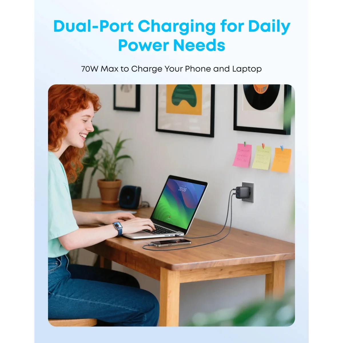 شاحن حائط Anker Zolo بقدرة 70W و4 منافذ USB-C PD 3.0 - أبيض - Thumbnail 3
