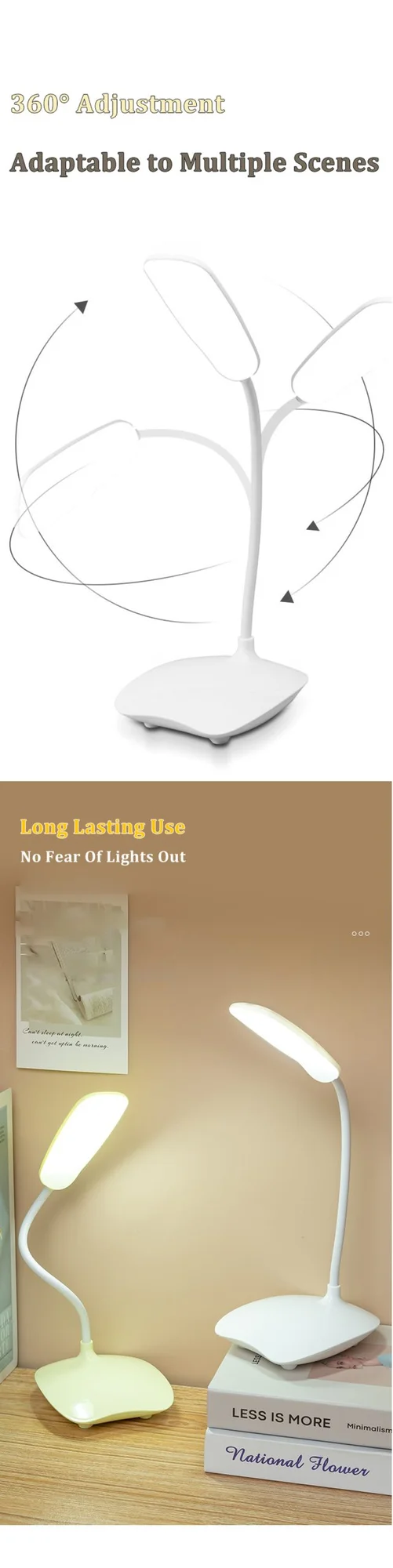 HT-1 Portable Folding LED Desk Lamp with USB Charging - Thumbnail 6