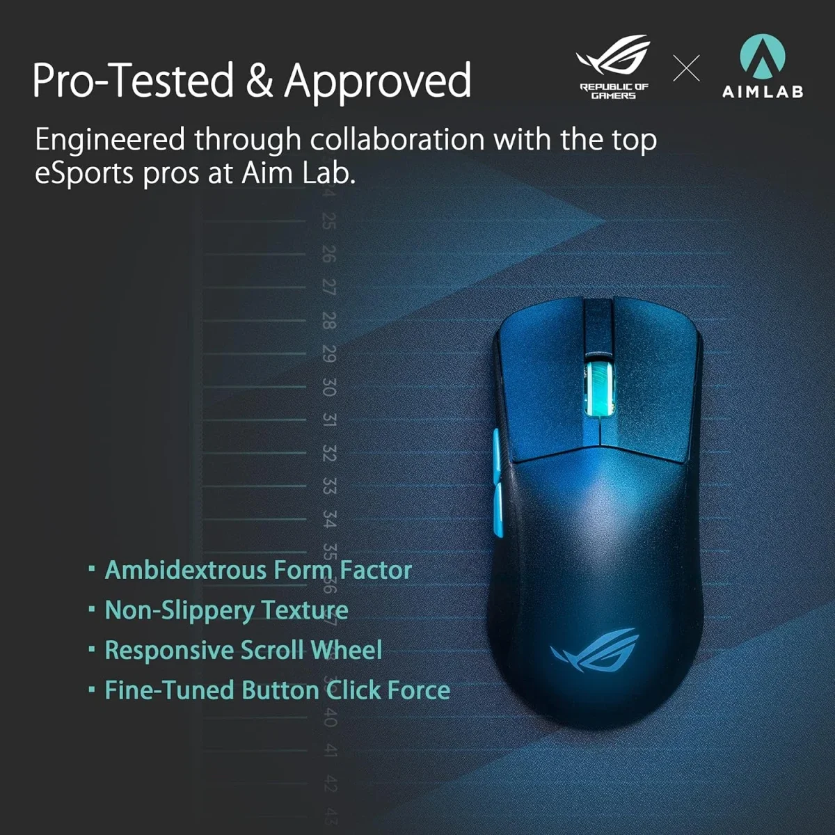 Asus P713 ROG Harpe Ace Aim Lab Edition Wireless Gaming Mouse, 36,000 DPI, Black - Thumbnail 2