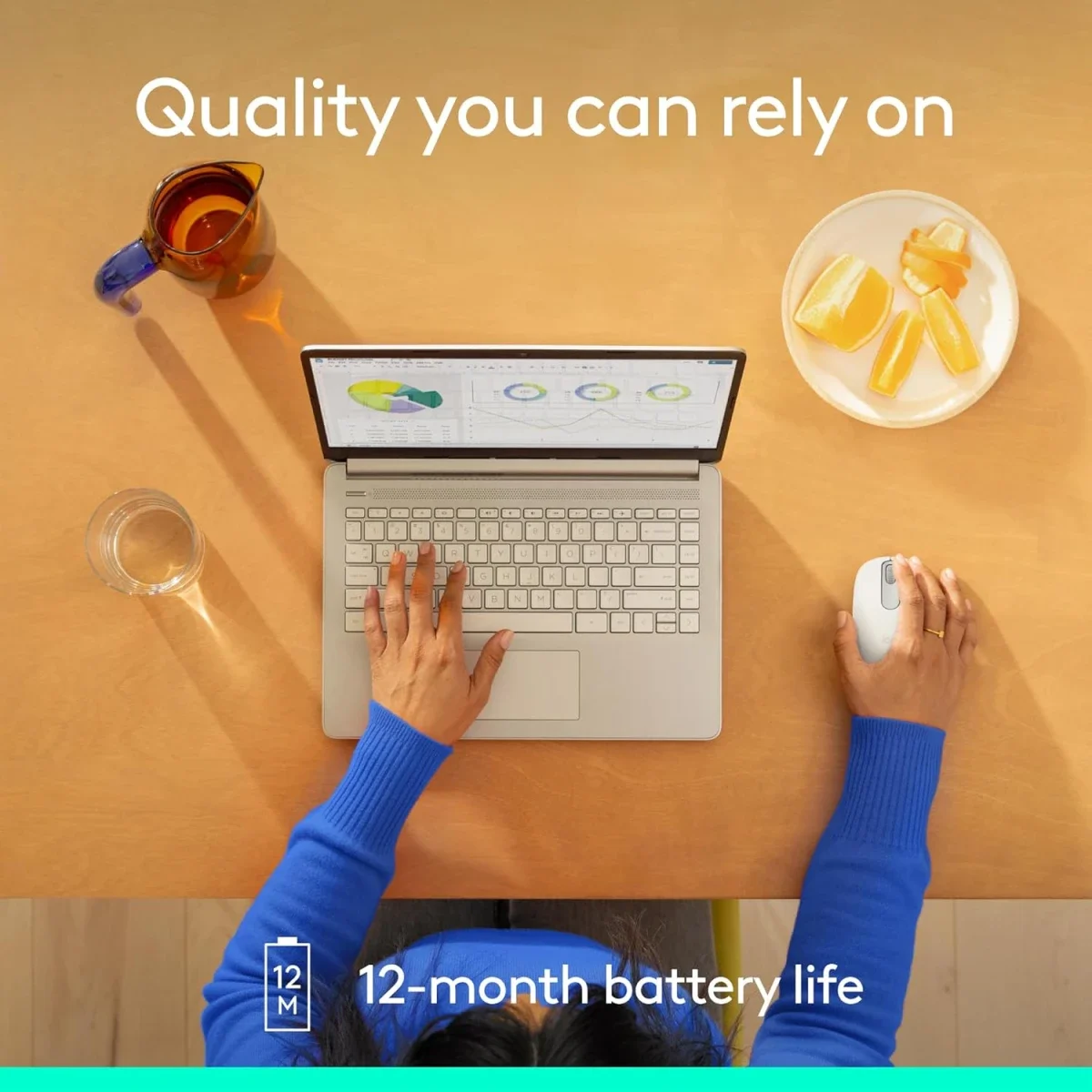 ماوس Logitech M196 لاسلكي بتقنية Bluetooth صغير الحجم - أوف وايت - Thumbnail 5