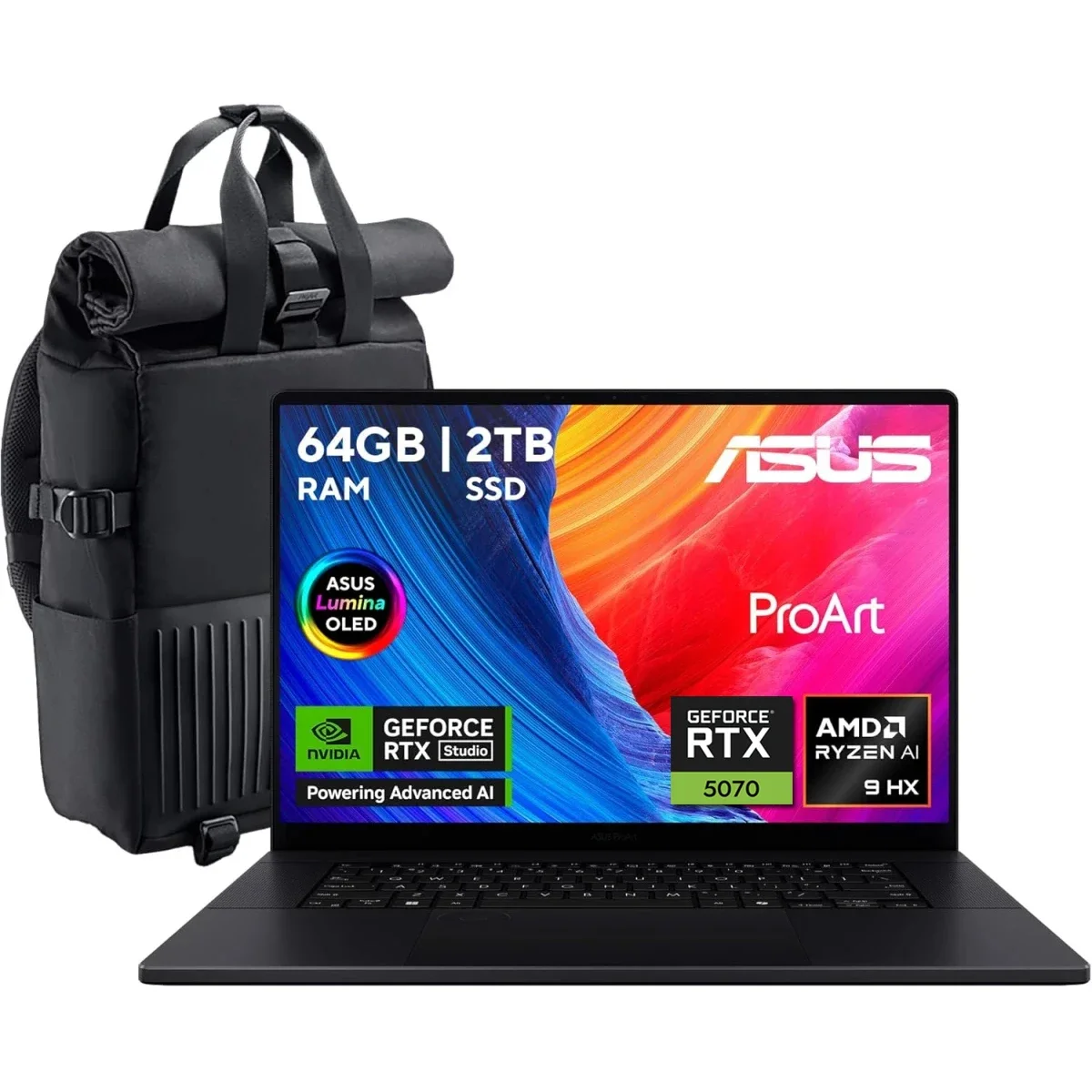 Asus ProArt P16 H7606WP-RJ132W Creator Laptop, Ryzen AI 9 HX 370, RTX 5070, 64GB RAM, 2TB SSD, 16-Inch 3K OLED Touch 120Hz, Windows 11 Home - Image 1