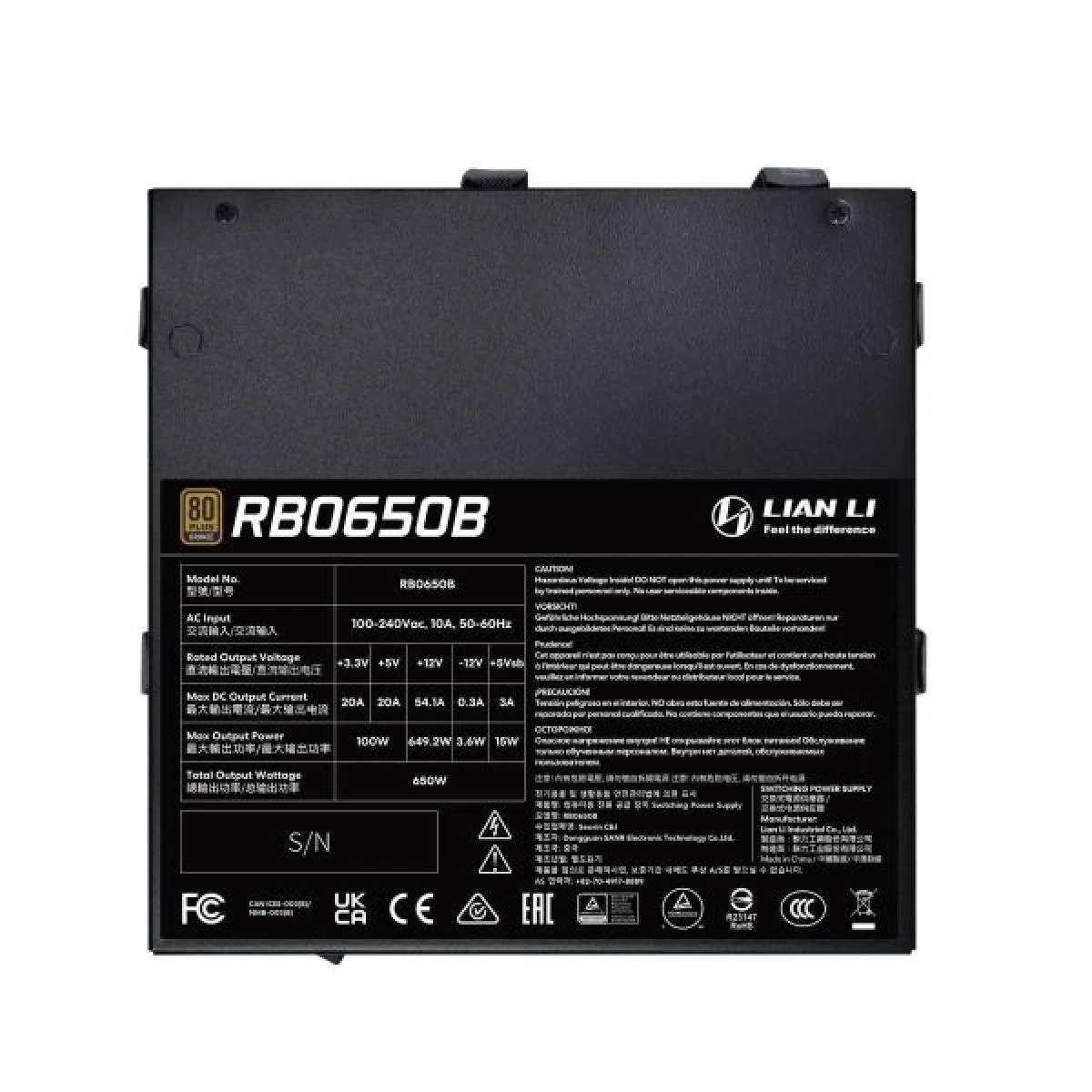 LIAN LI RB650B 650W 80 PLUS Bronze ATX 3.1 Non-Modular Power Supply - Image 2