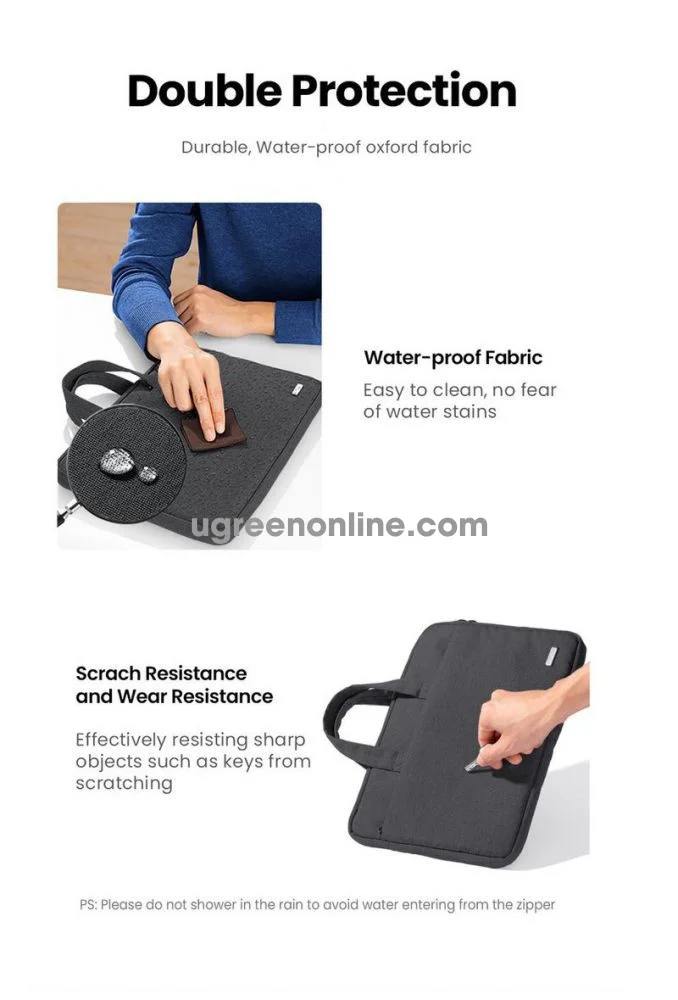 Ugreen LP516 Laptop Carry Case 14 Inch Water Resistant Soft Padded Black - Thumbnail 7