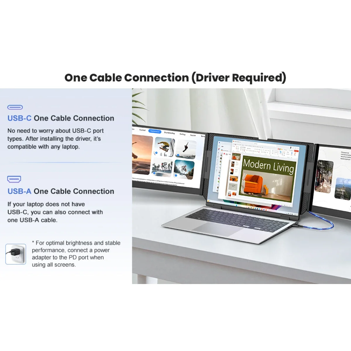 شاشة موسعة للابتوب V2COM P7 Pro ثلاثية IPS Full HD مقاس 15.6 إنش - Thumbnail 17
