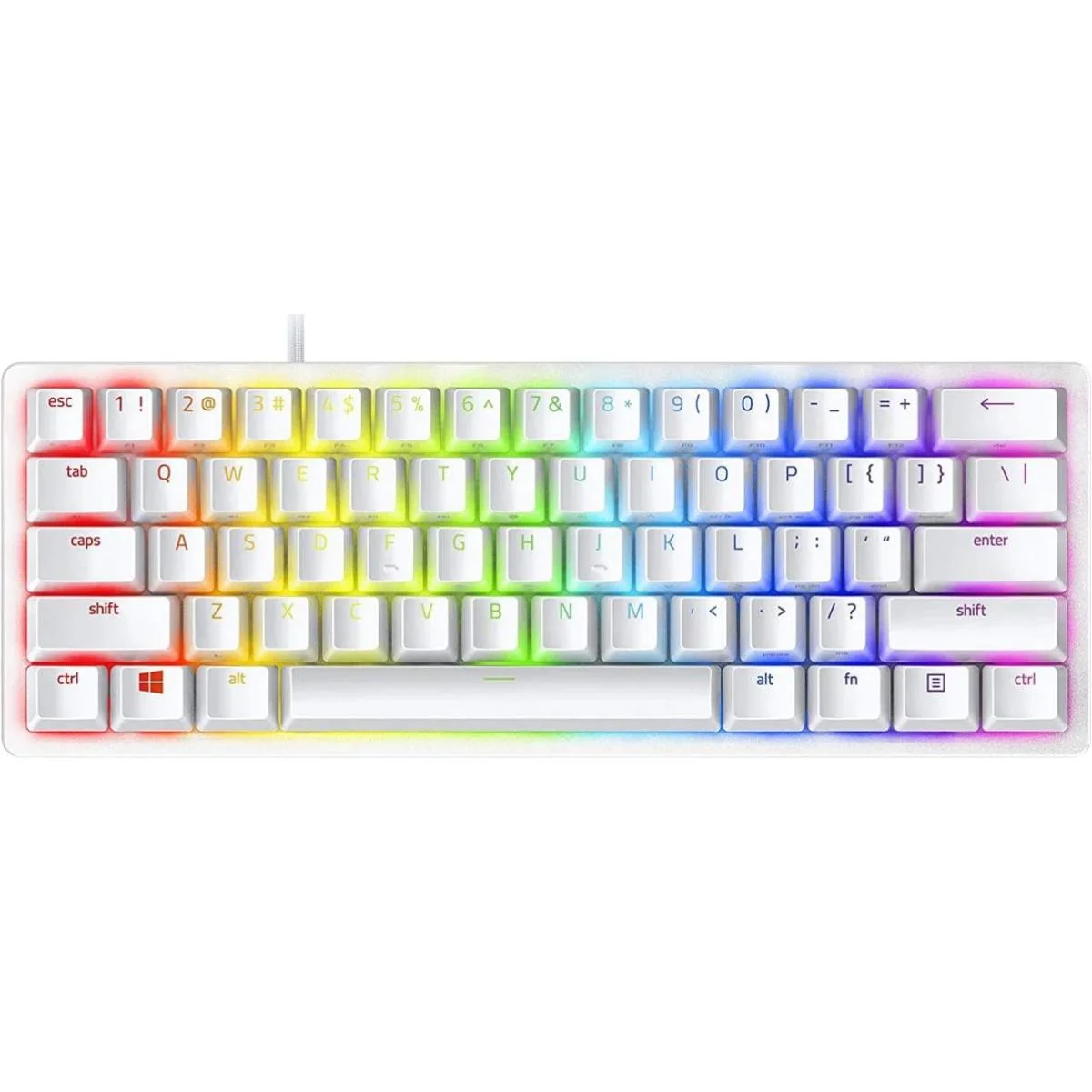 Razer Huntsman Mini Mercury 60% Wired Mechanical Gaming Keyboard with Purple Clicky Optical Switches