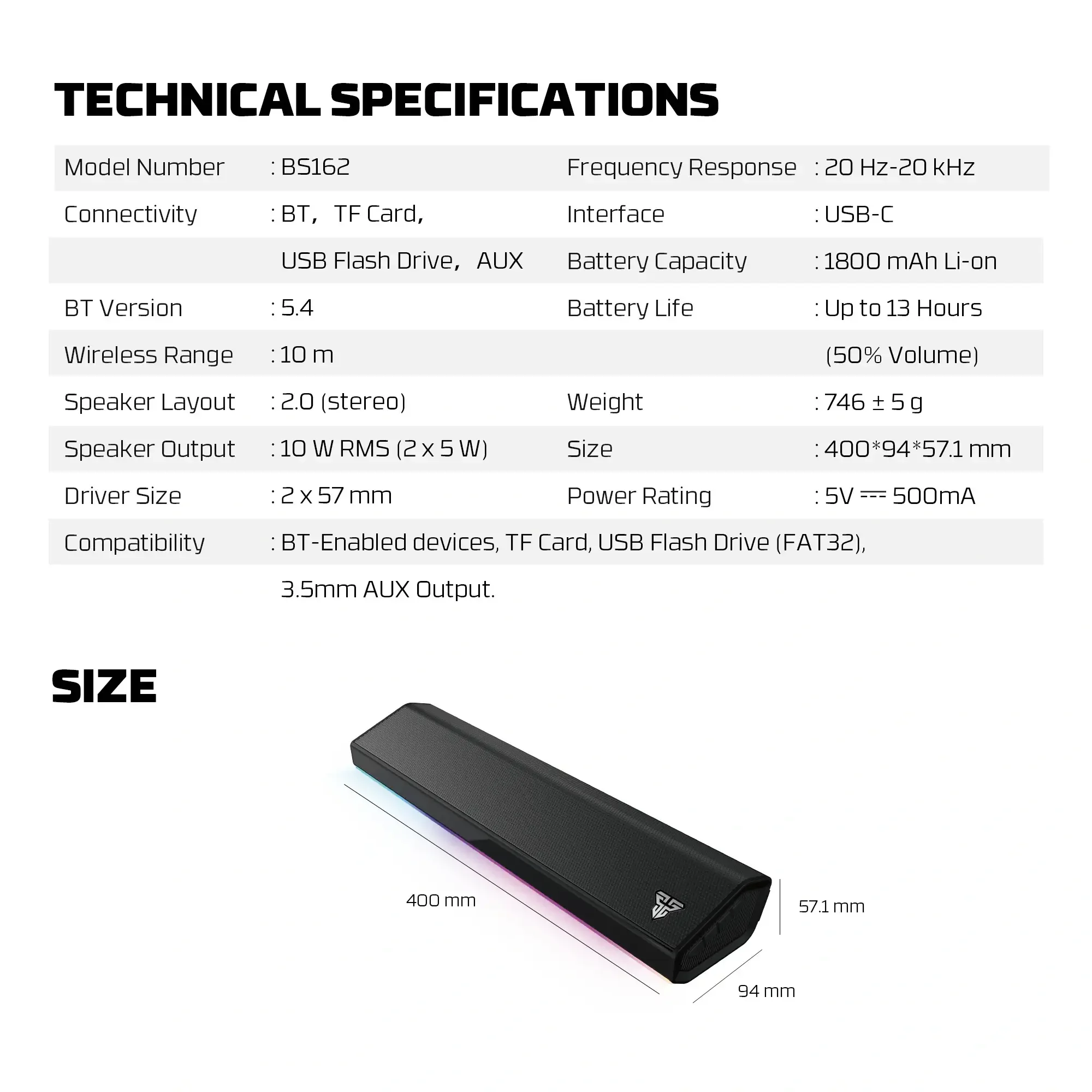 Fantech BS162 Groove Bar Pro Portable Gaming Speaker with 4 Connection Modes - Image 7