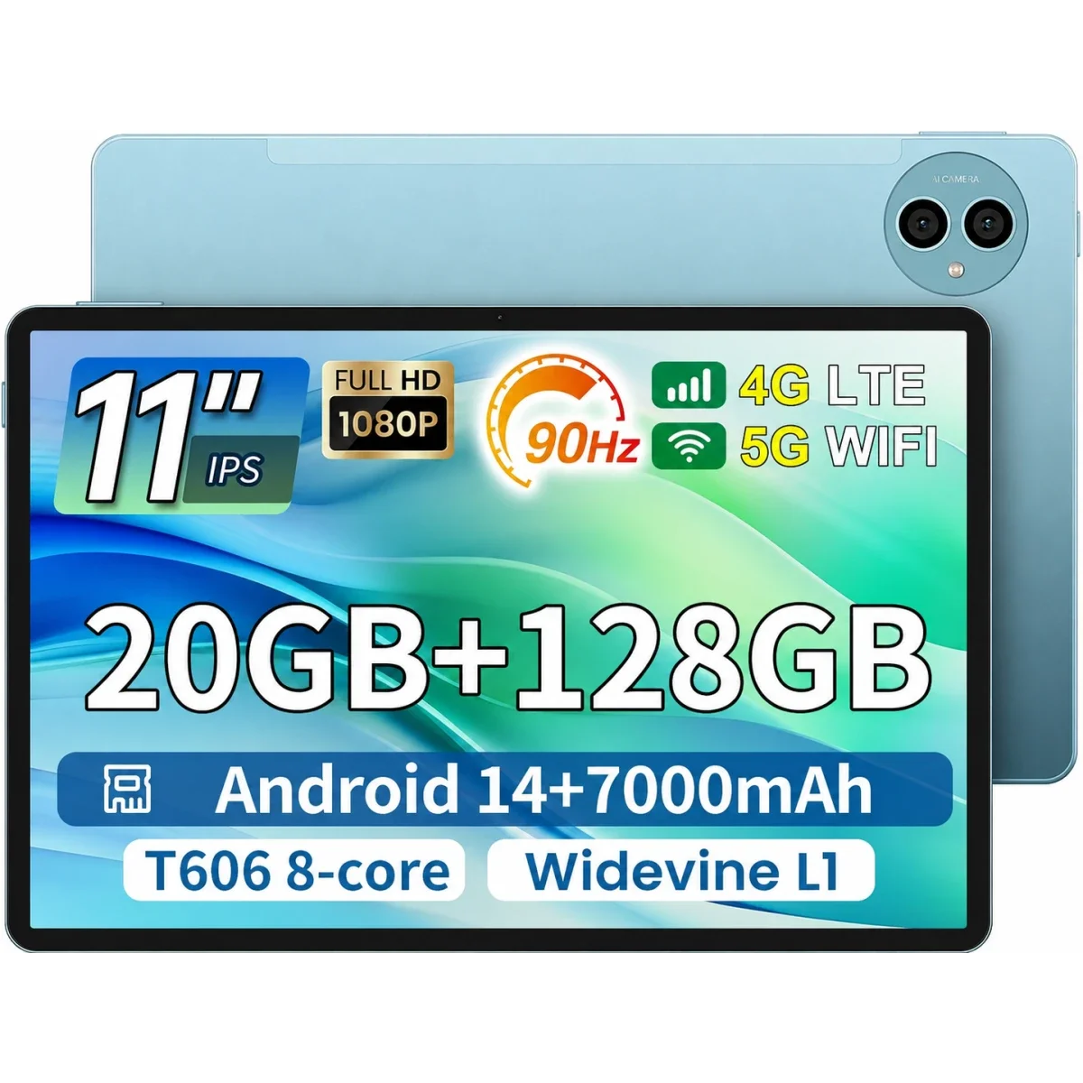 جهاز لوحي TECLAST P50 (2025) 11 إنش IPS بتردد 90Hz وأندرويد 15 وLTE، 8GB رام، 128GB، أزرق