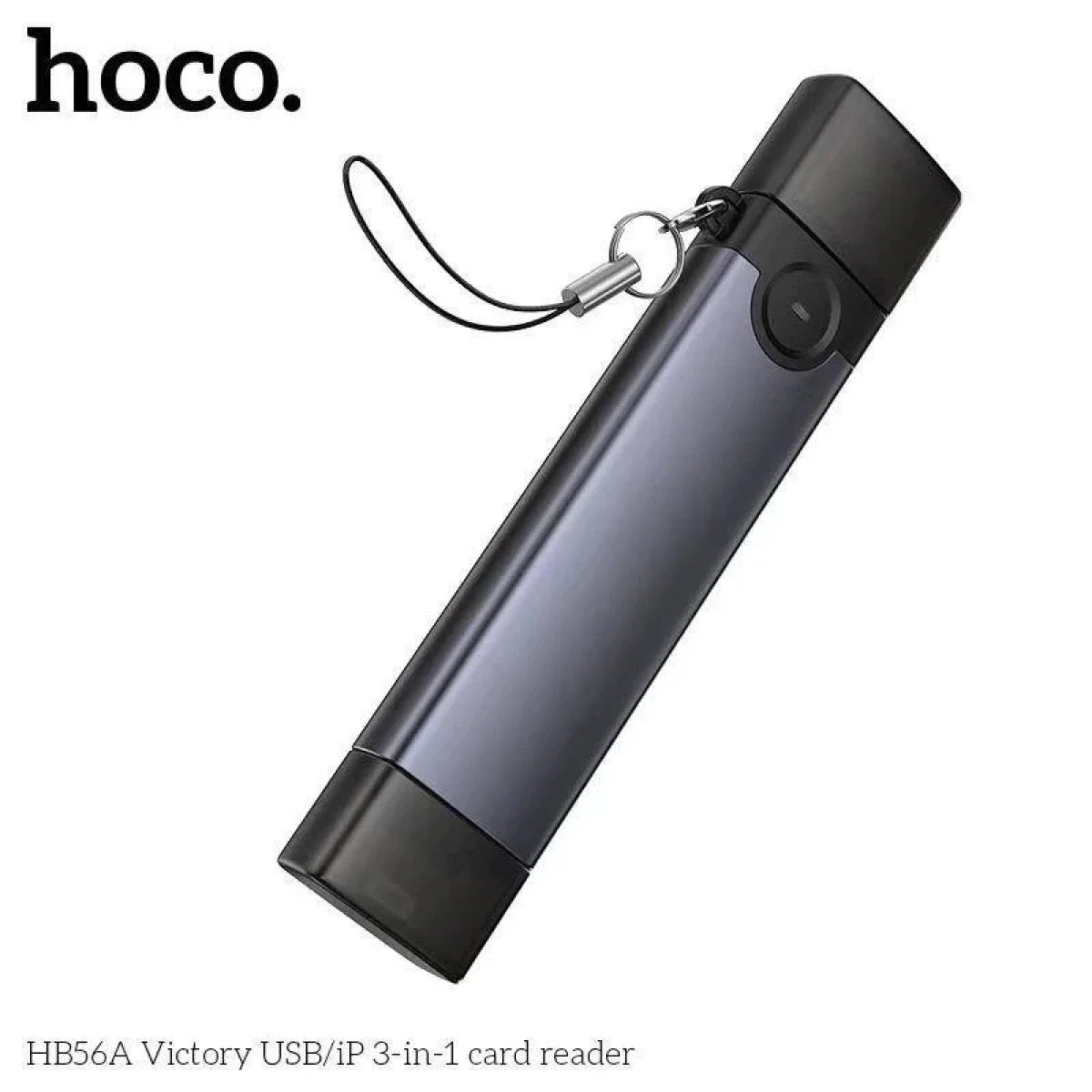 HOCO HB56A Victory 3-in-1 USB-A/iP SD/TF 3.0 Card Reader with USB 2.0 - Metal Grey - Thumbnail 4