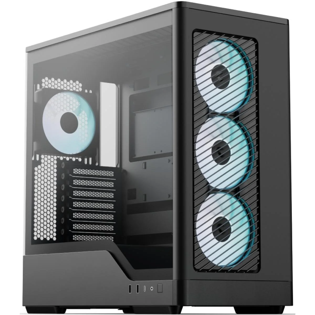 AeroCool D520A Black ARGB ATX Mid-Tower Tempered Glass Gaming Case with 4 ARGB Fans and Type-C
