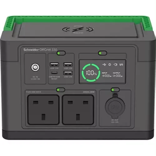 محطة طاقة محمولة Schneider Electric PPS330-UK OffGrid بجهد 330-230V وبطارية ليثيوم أيون 332Wh ومقابس BS1363 - Thumbnail 2