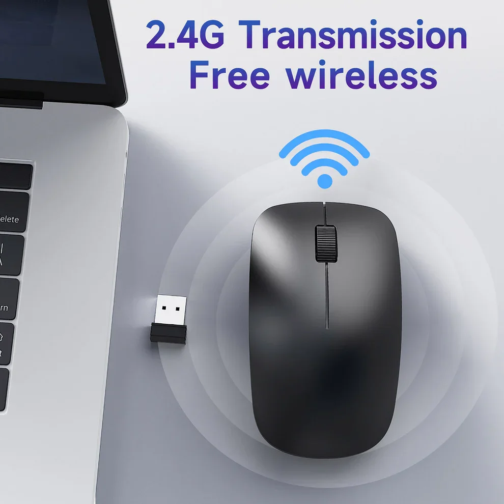 AJAZZ NJ06 Wireless Optical Mouse, Plug and Play, Wide Compatibility, Black - Thumbnail 2